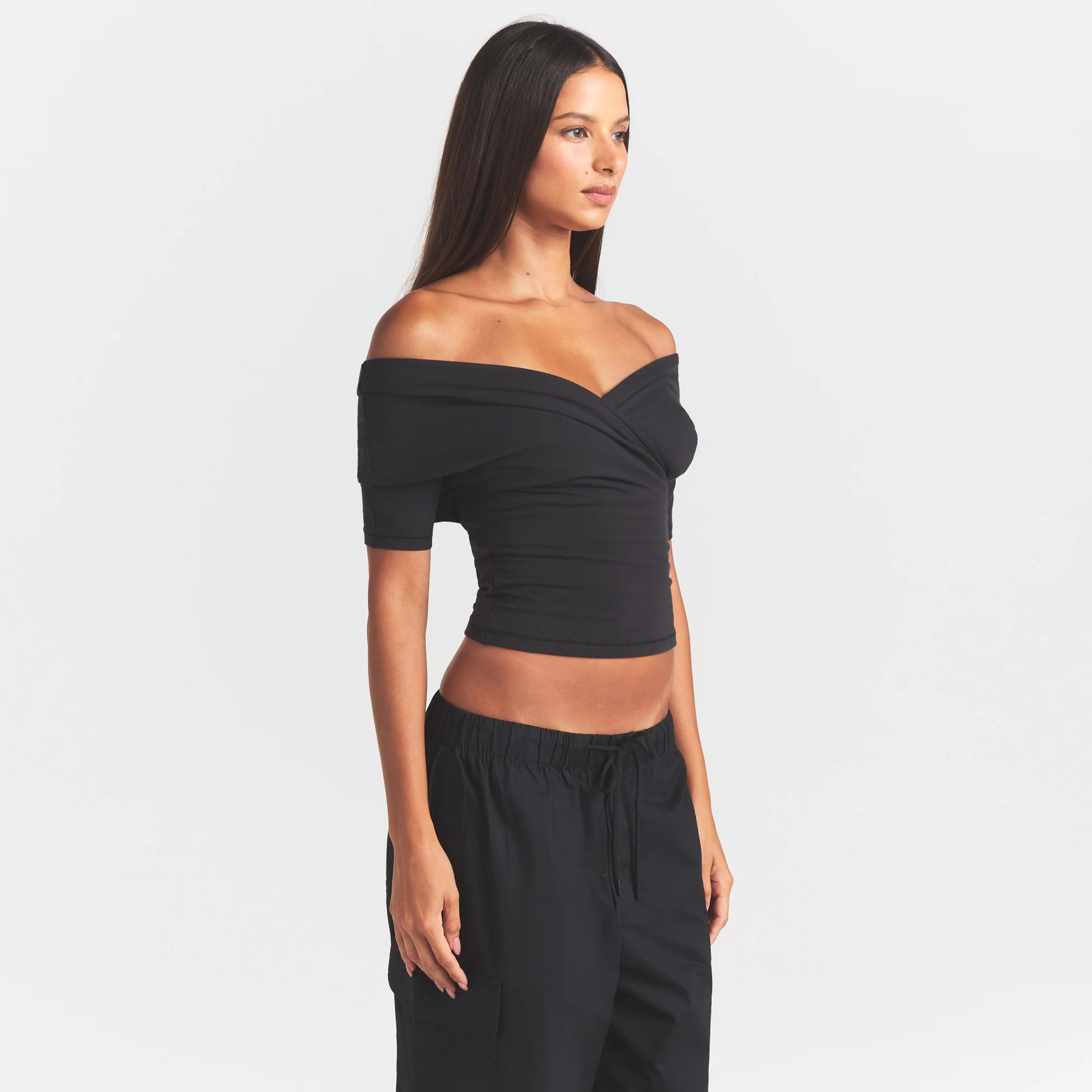COTTON JERSEY WRAP TOP | SOOT - Image 3