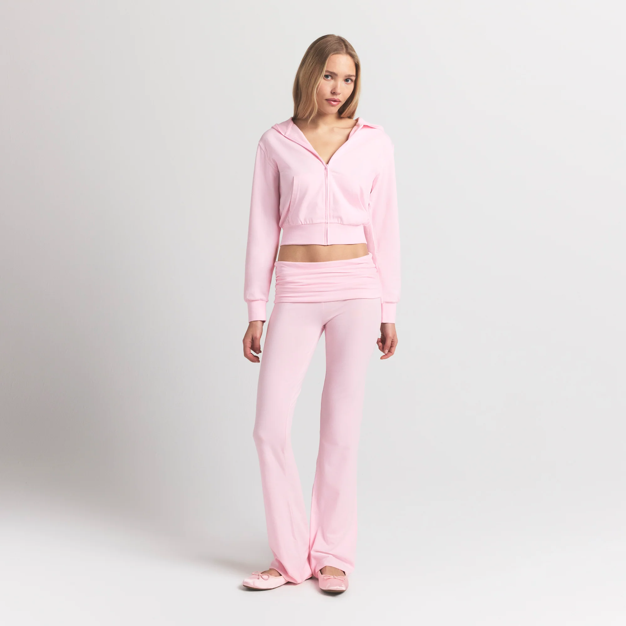 COTTON JERSEY ZIP UP HOODIE | CHERRY BLOSSOM - Image 2
