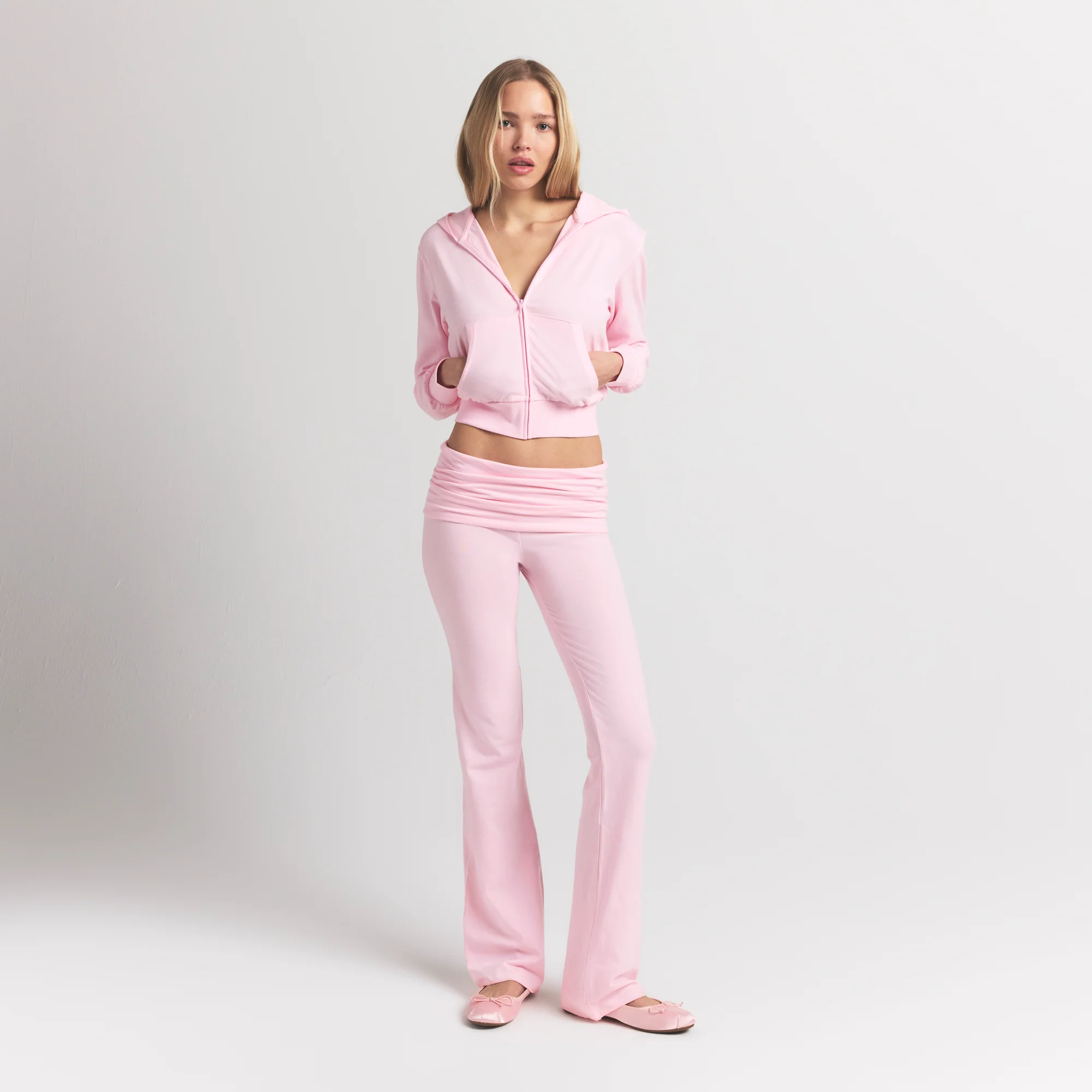 COTTON JERSEY ZIP UP HOODIE | CHERRY BLOSSOM - Image 4