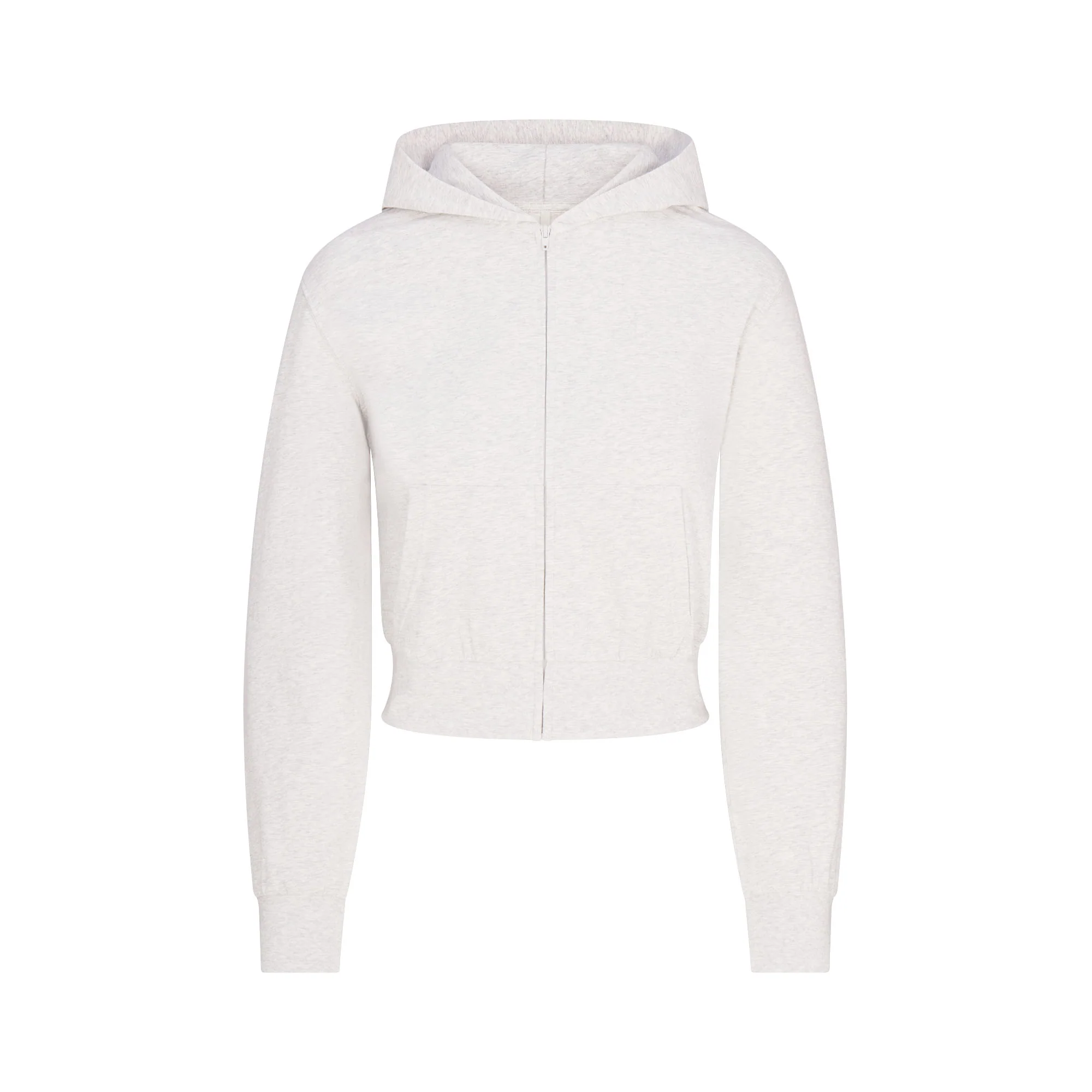 COTTON JERSEY ZIP UP HOODIE | LIGHT HEATHER GREY
