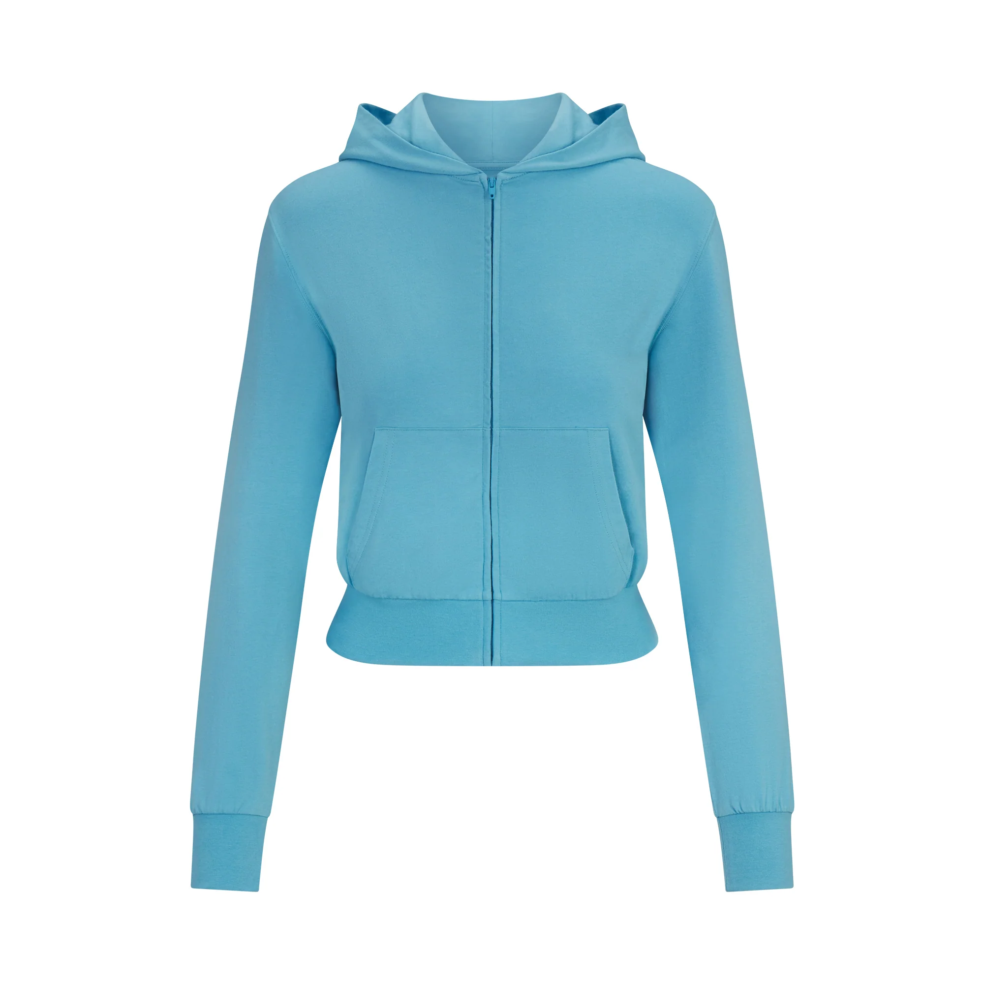 COTTON JERSEY ZIP UP HOODIE | WATER