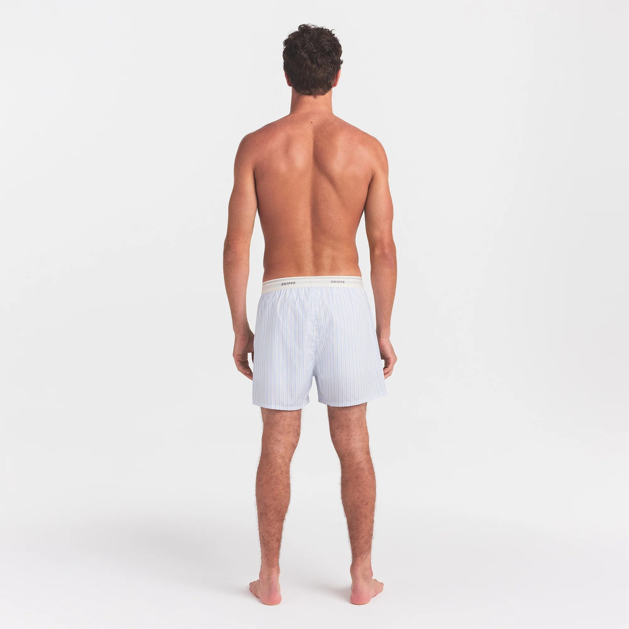 COTTON POPLIN MENS LOGO BAND BOXER | PLATINUM DOUBLE STRIPE - Image 5