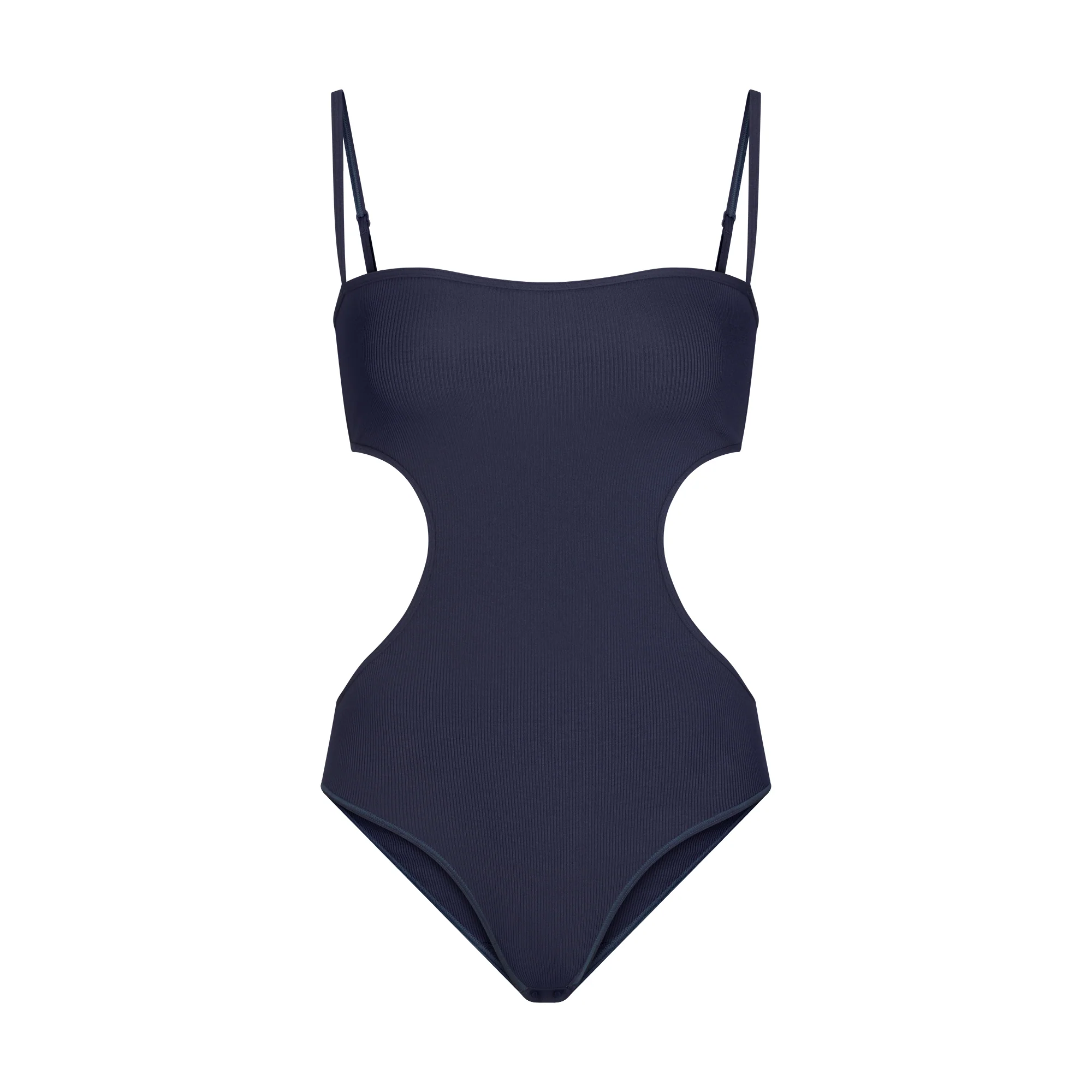 COTTON RIB CUT OUT BODYSUIT | NAVY