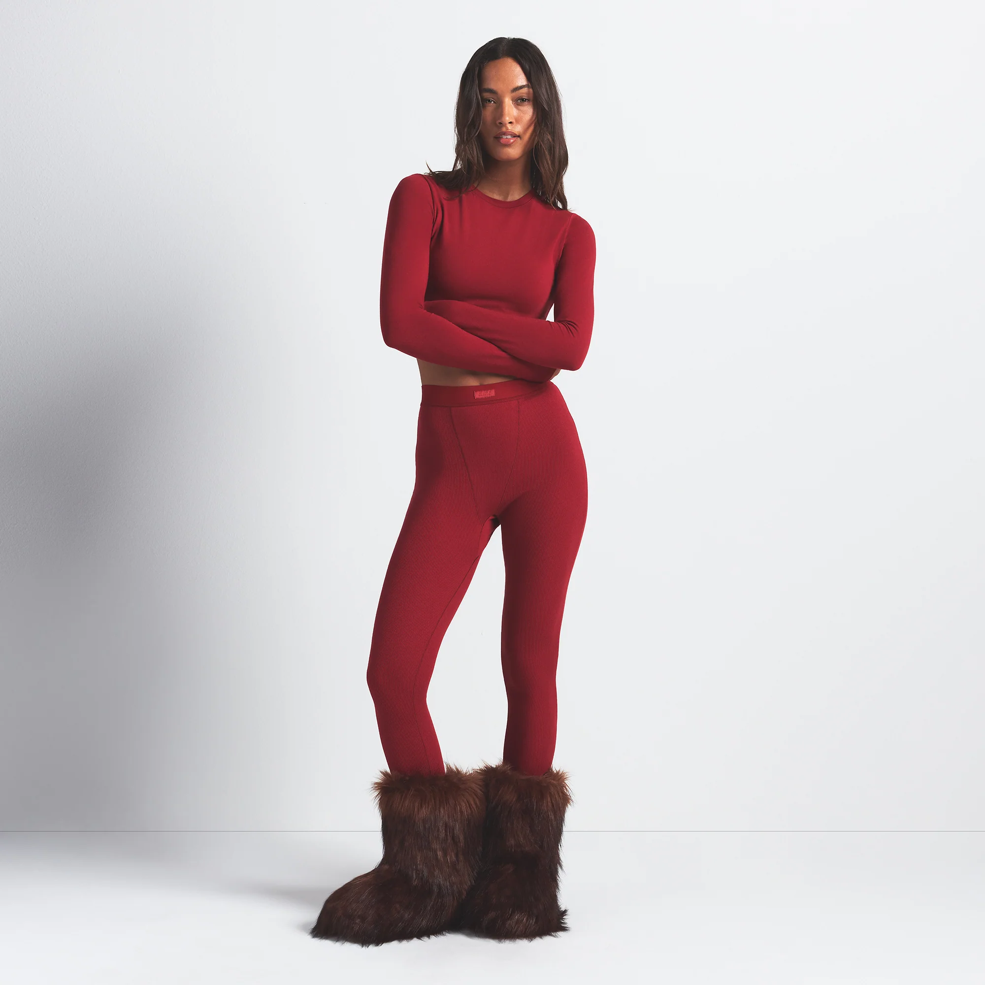 COTTON RIB LEGGING | BRICK - Image 5
