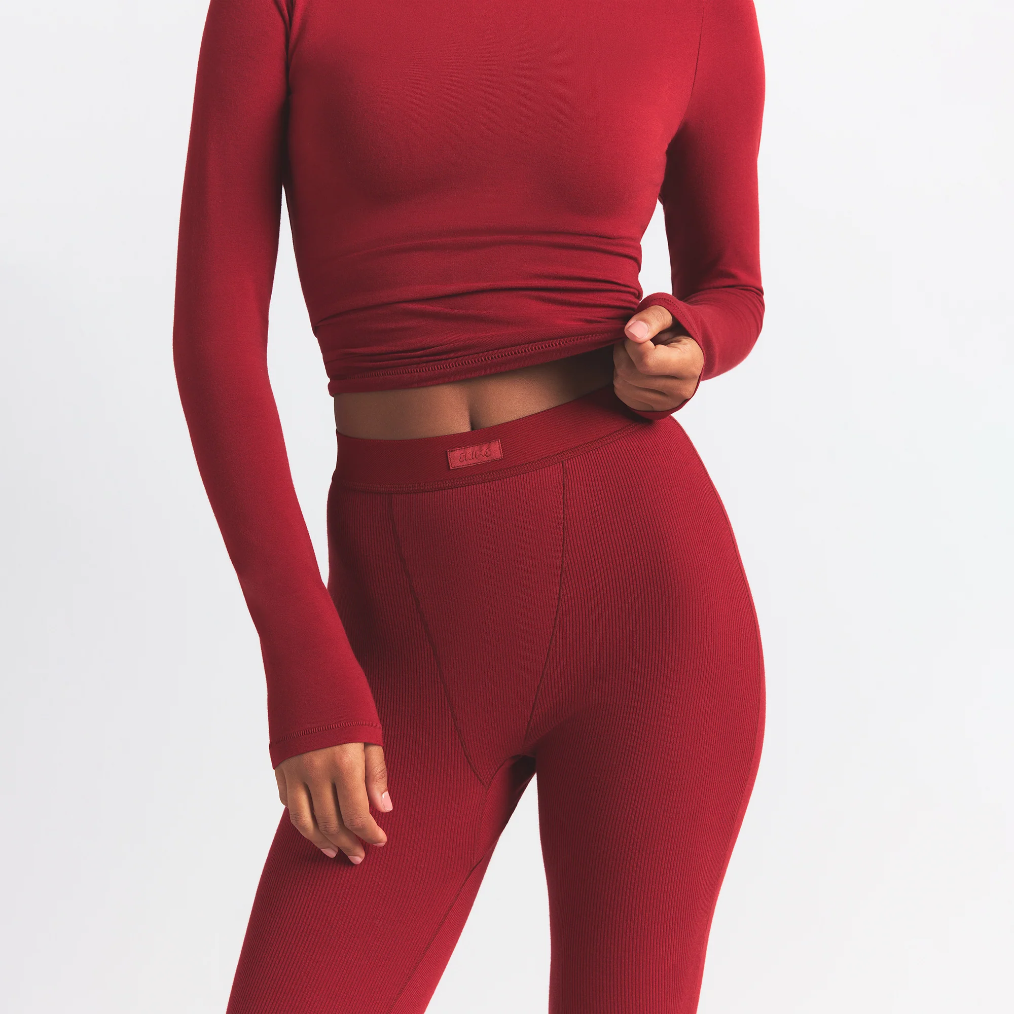 COTTON RIB LEGGING | BRICK - Image 6