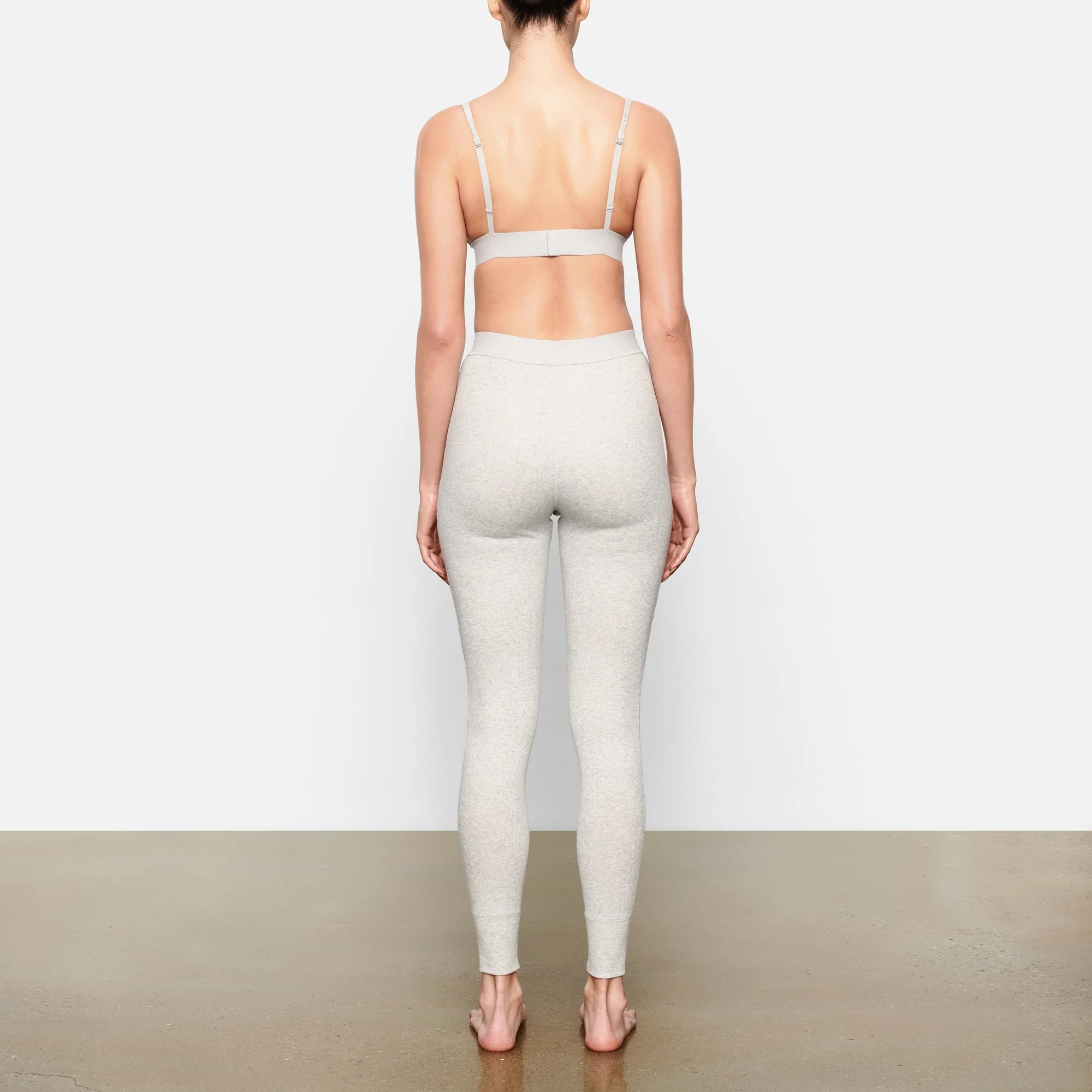 COTTON RIB LEGGING | LIGHT HEATHER GREY - Image 4