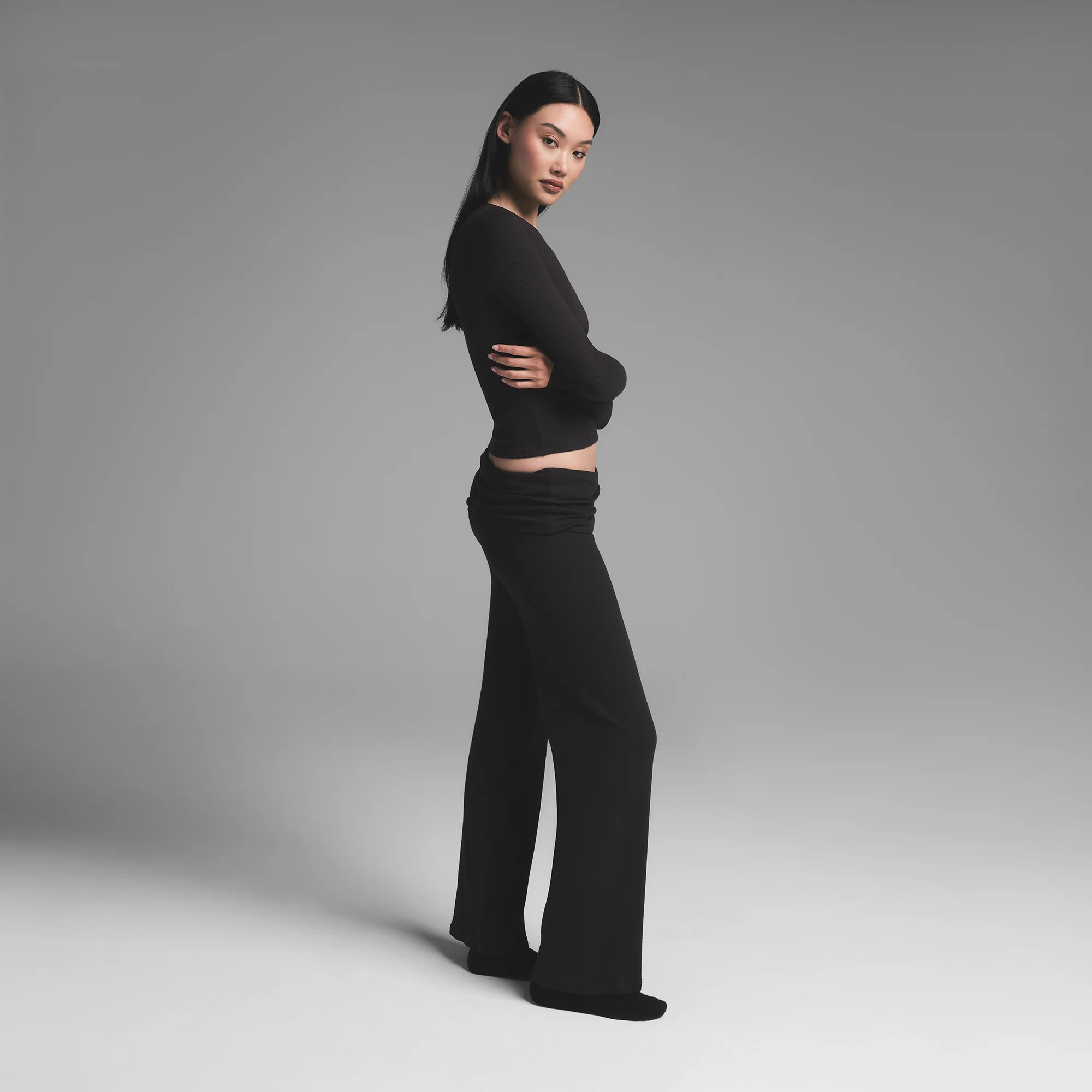 COTTON RIB LONG SLEEVE T-SHIRT | SOOT - Image 4