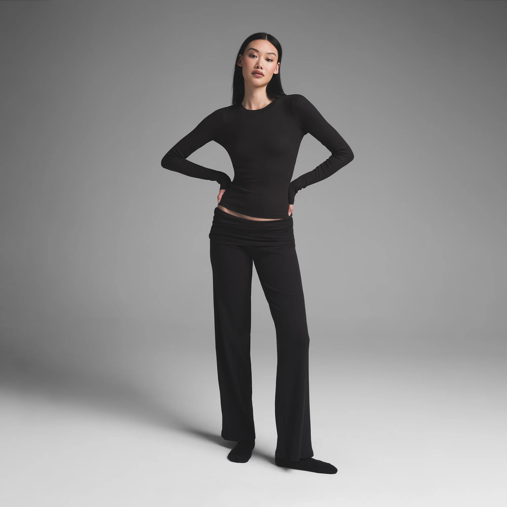 COTTON RIB LONG SLEEVE T-SHIRT | SOOT - Image 5