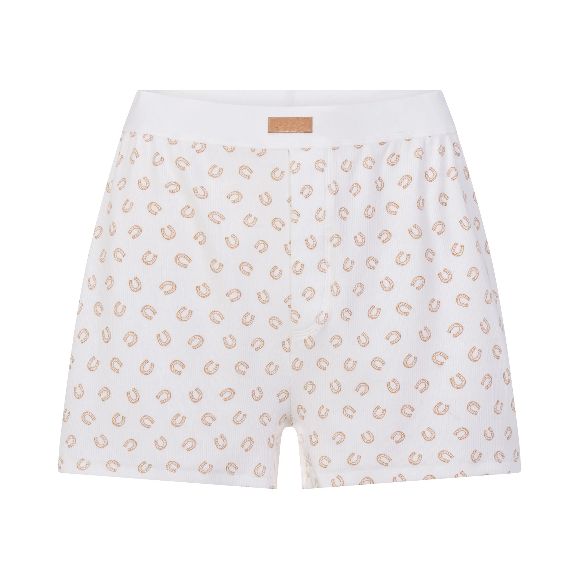 COTTON RIB LOOSE BOXER | OCHRE HORSESHOE PRINT