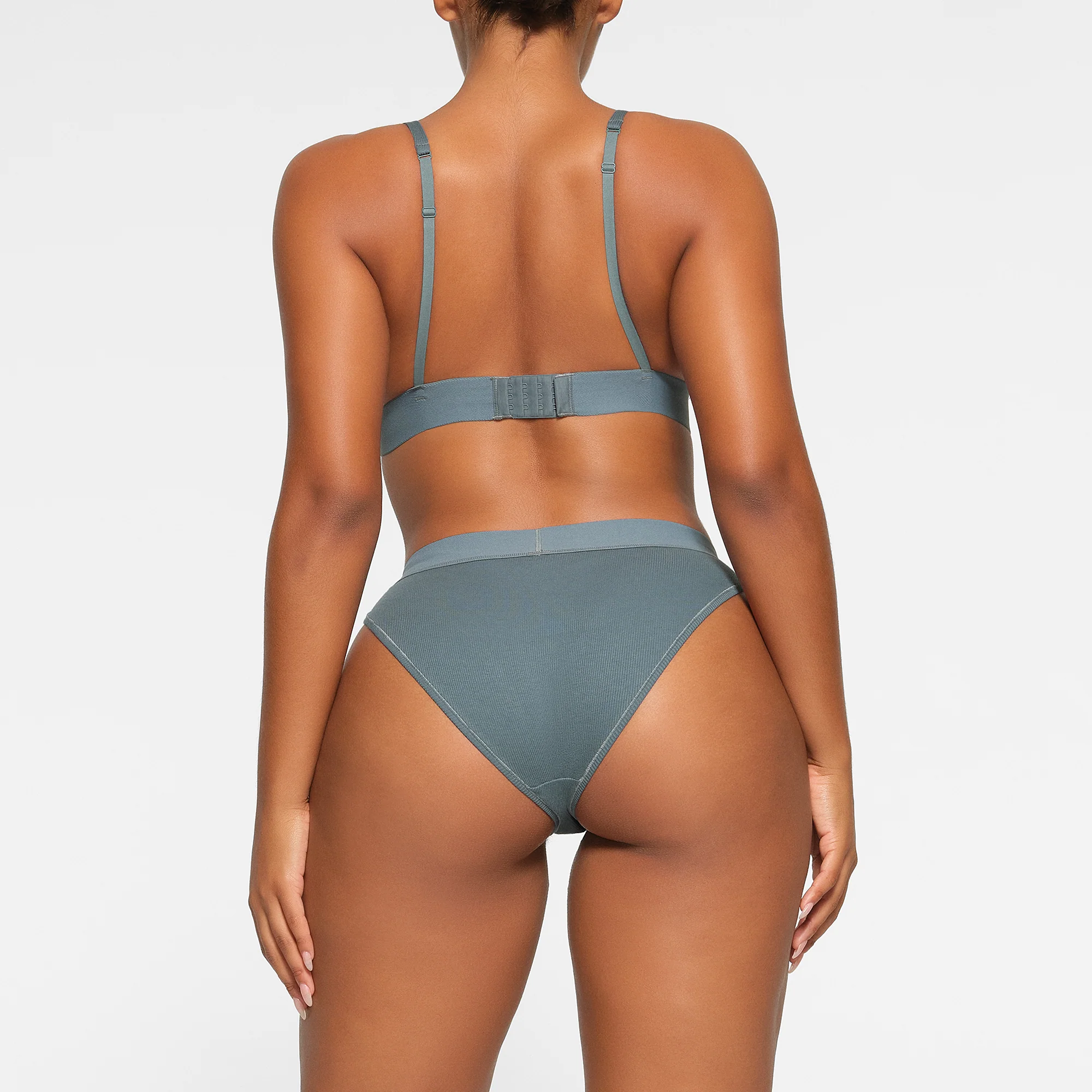 COTTON RIB PLUNGE BRALETTE | KYANITE - Image 4