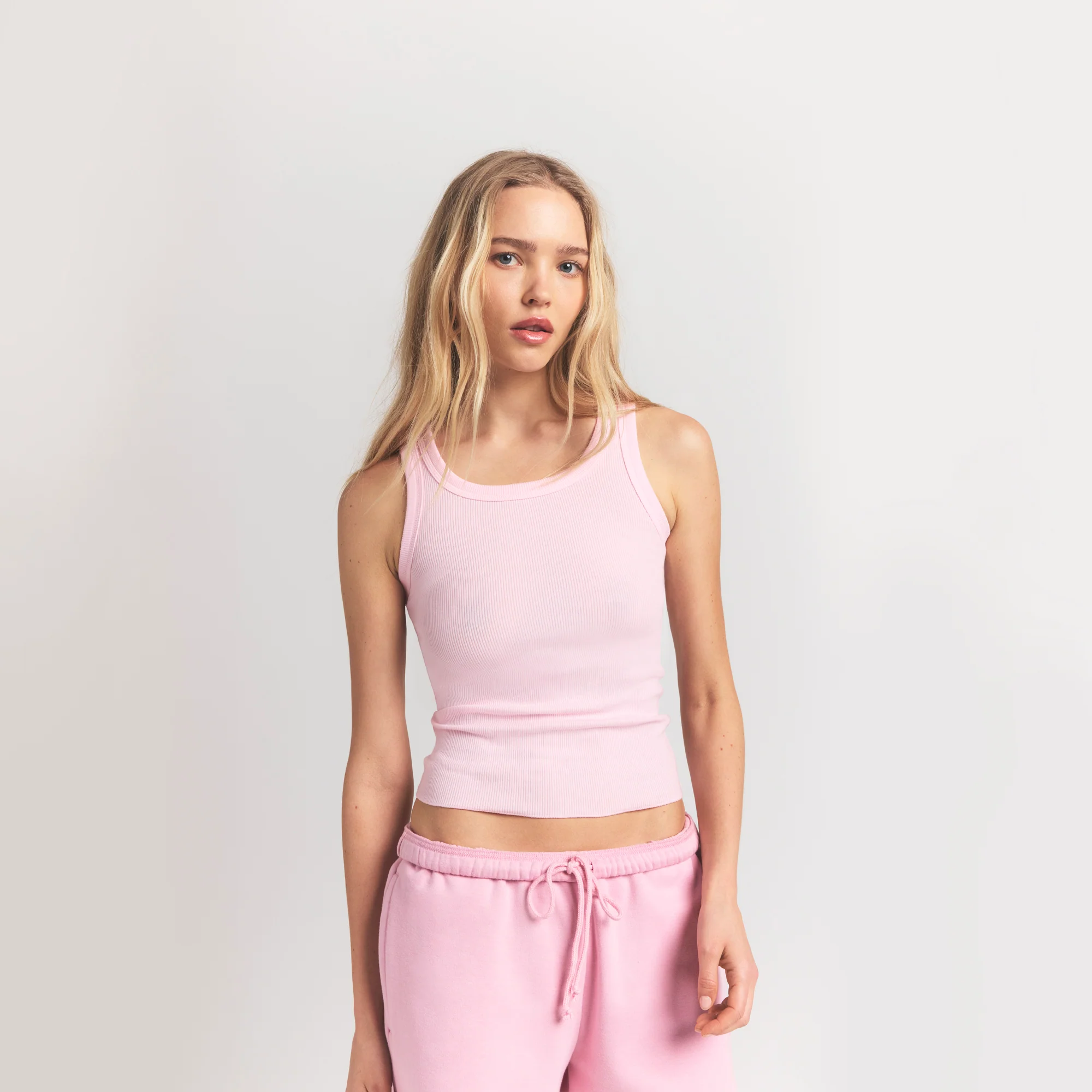 COTTON RIB SCOOP NECK TANK | CHERRY BLOSSOM - Image 4
