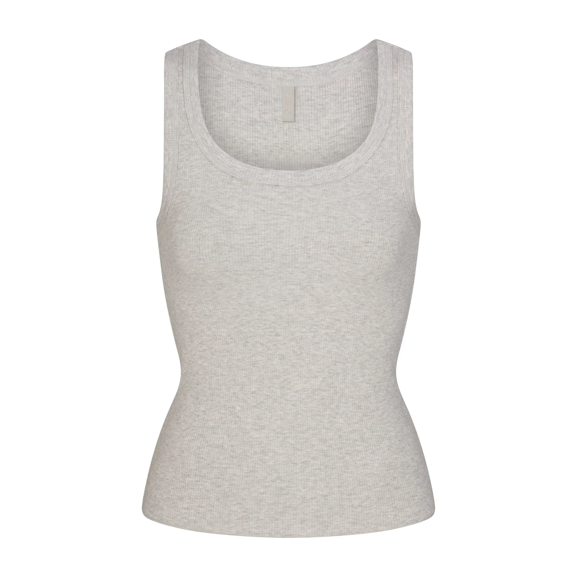 COTTON RIB SCOOP NECK TANK | LIGHT HEATHER GREY