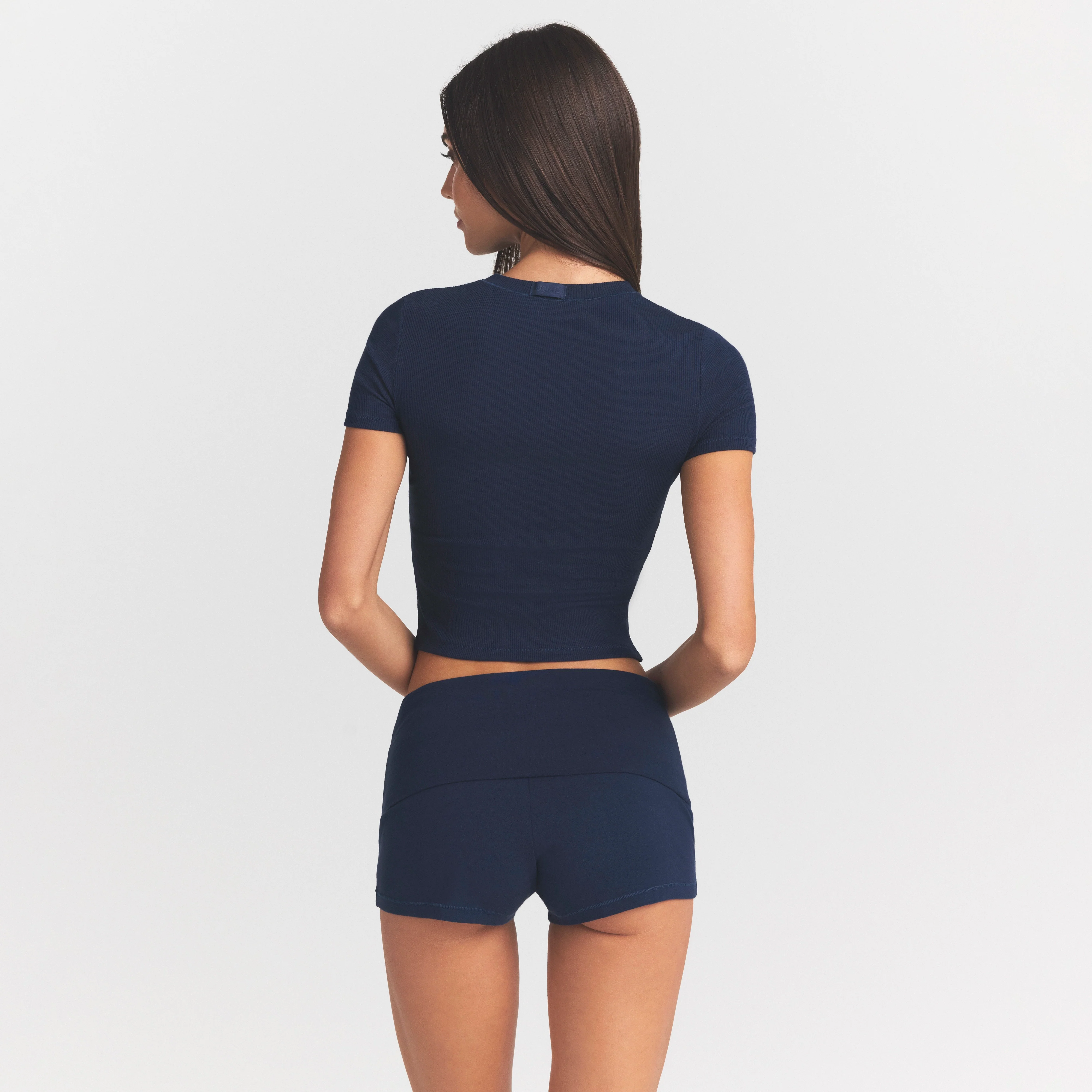 COTTON RIB T-SHIRT | NAVY - Image 4