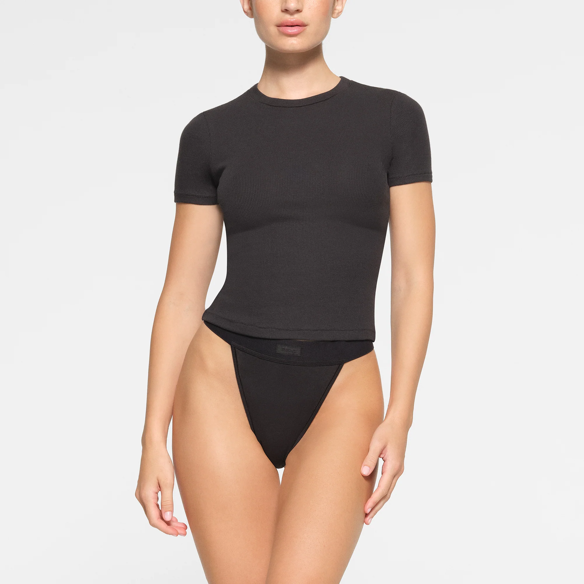 COTTON RIB T-SHIRT | SOOT - Image 2