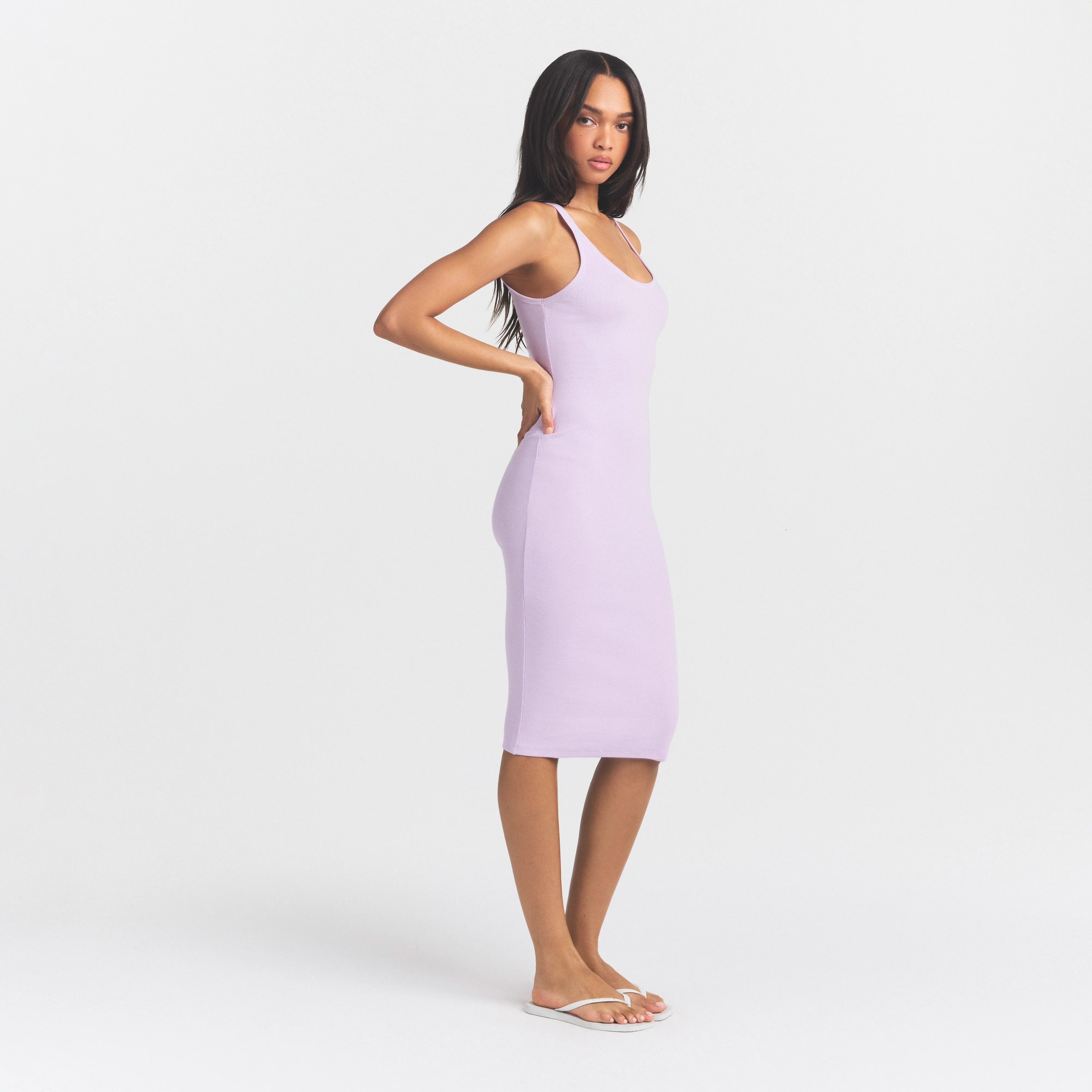 COTTON RIB TANK MIDI DRESS | SUGAR PLUM - Image 3