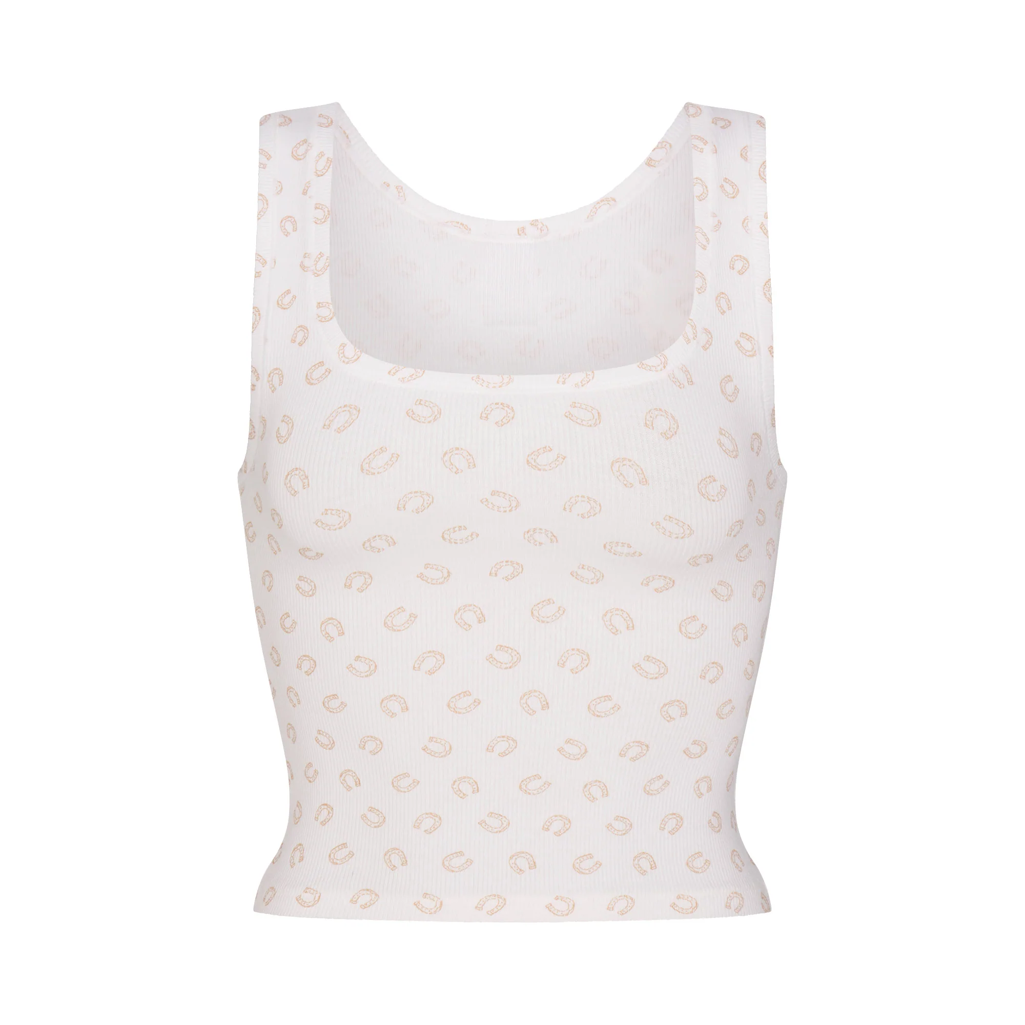 COTTON RIB TANK | OCHRE HORSESHOE PRINT