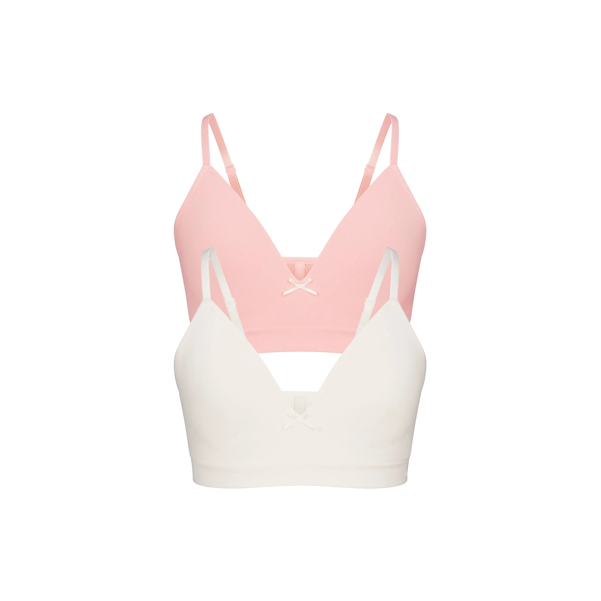 COTTON SEAMLESS JUNIORS TRAINING BRA 2-PACK | MARBLE AND BALLET