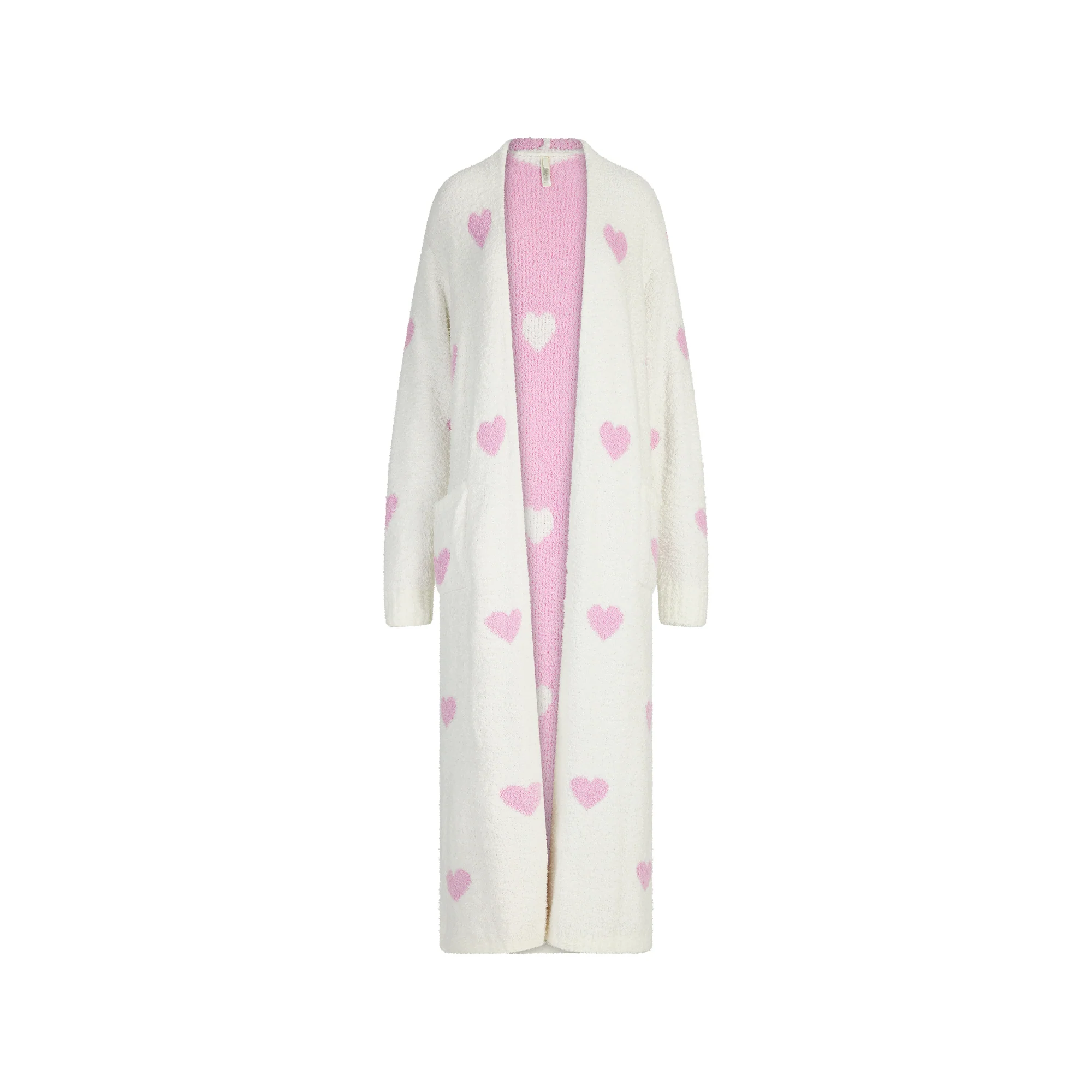 COZY KNIT UNISEX ROBE | IVORY SPACED HEARTS - Image 6