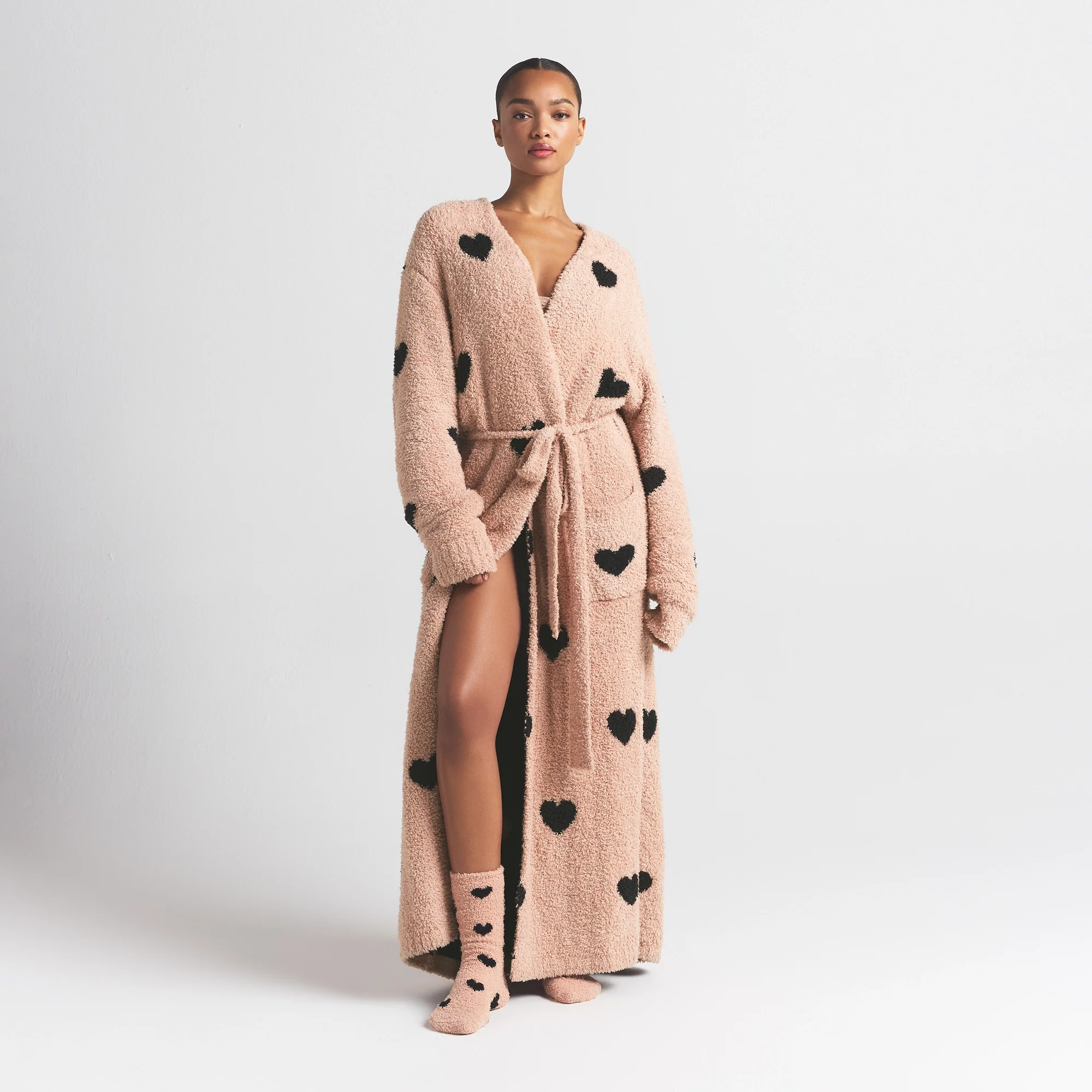 COZY KNIT UNISEX ROBE | MICA SPACED HEARTS - Image 2