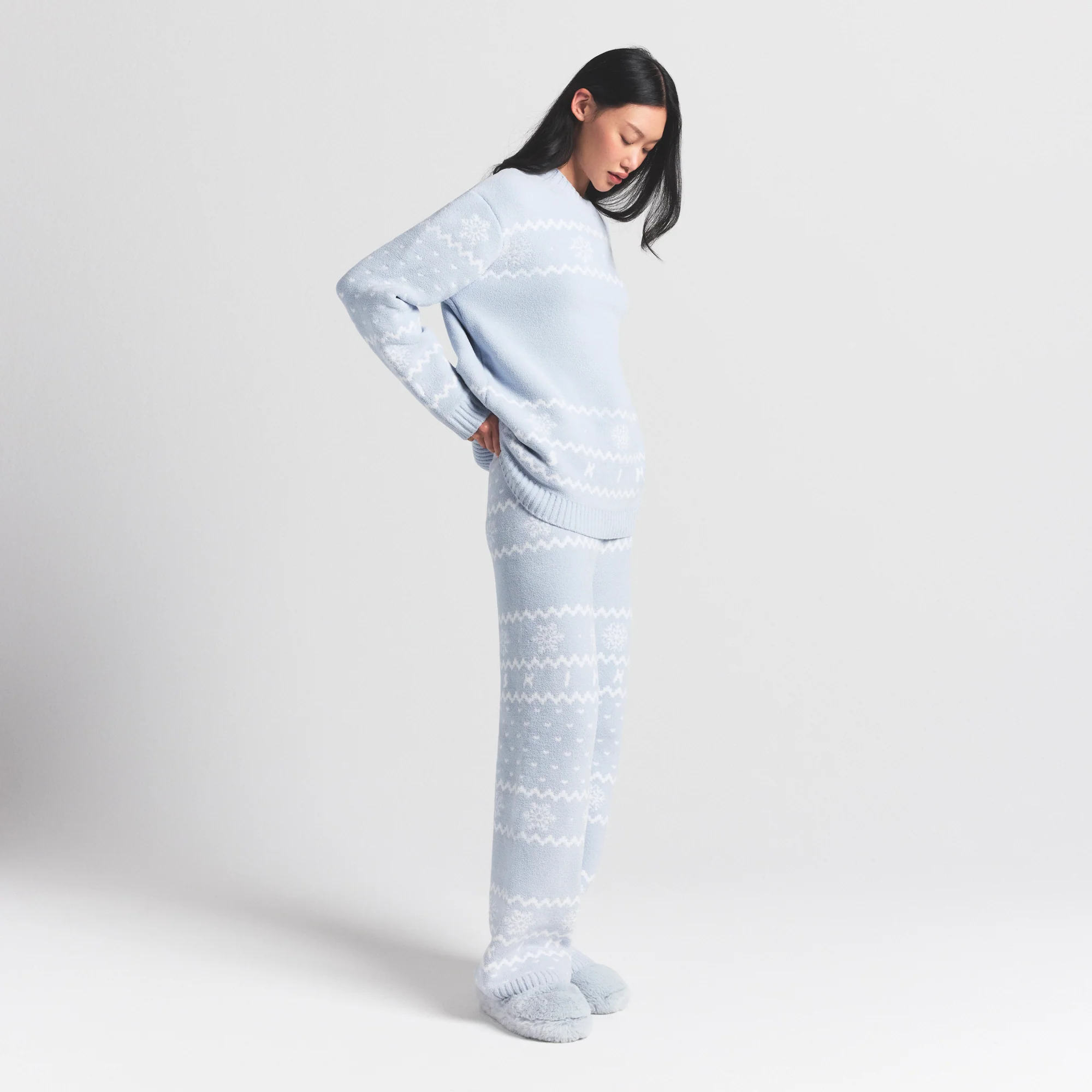 COZY LIGHT CREWNECK PULLOVER | ZEN BLUE HEART FAIR ISLE - Image 5