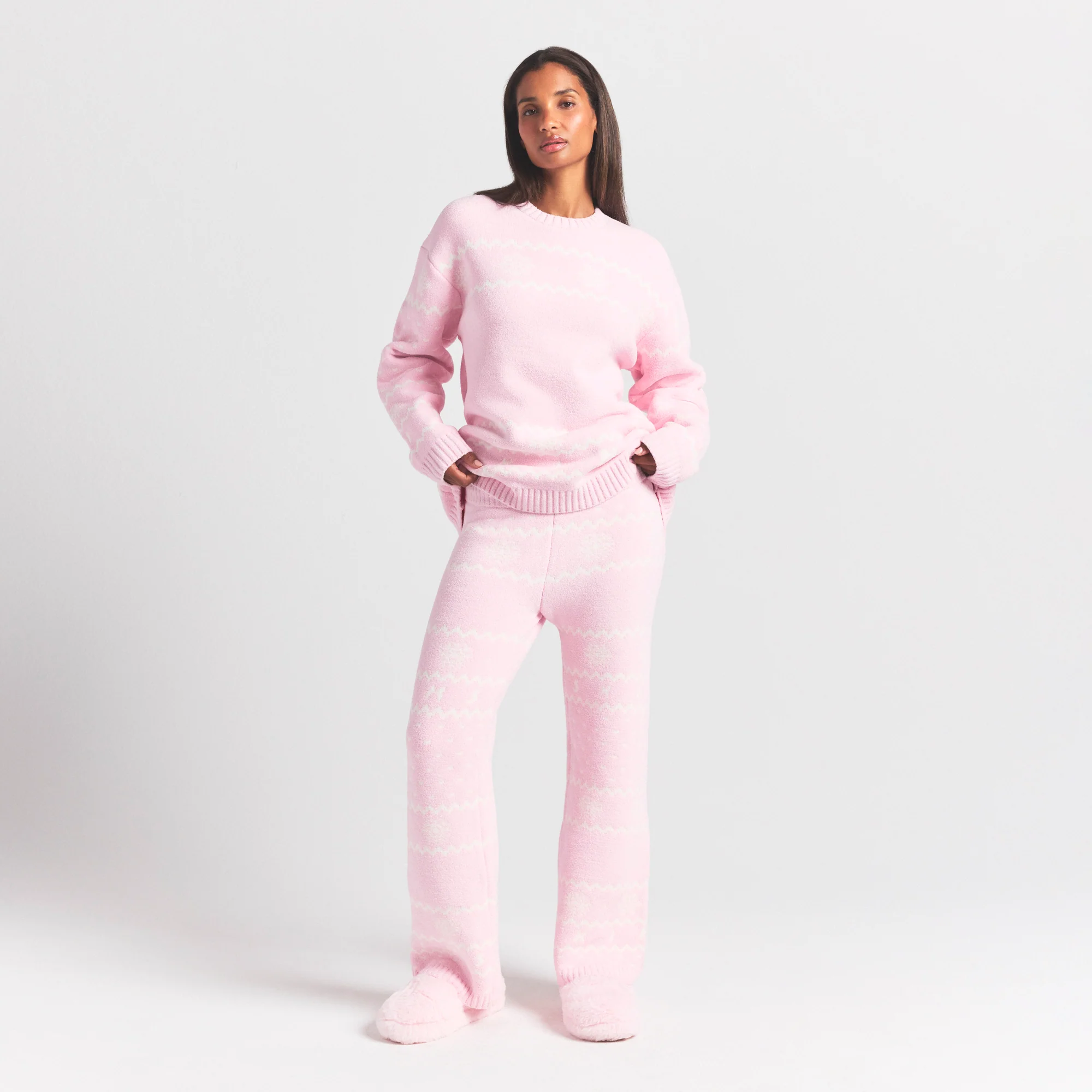 COZY LIGHT PANT | BABY PINK HEART FAIR ISLE - Image 2