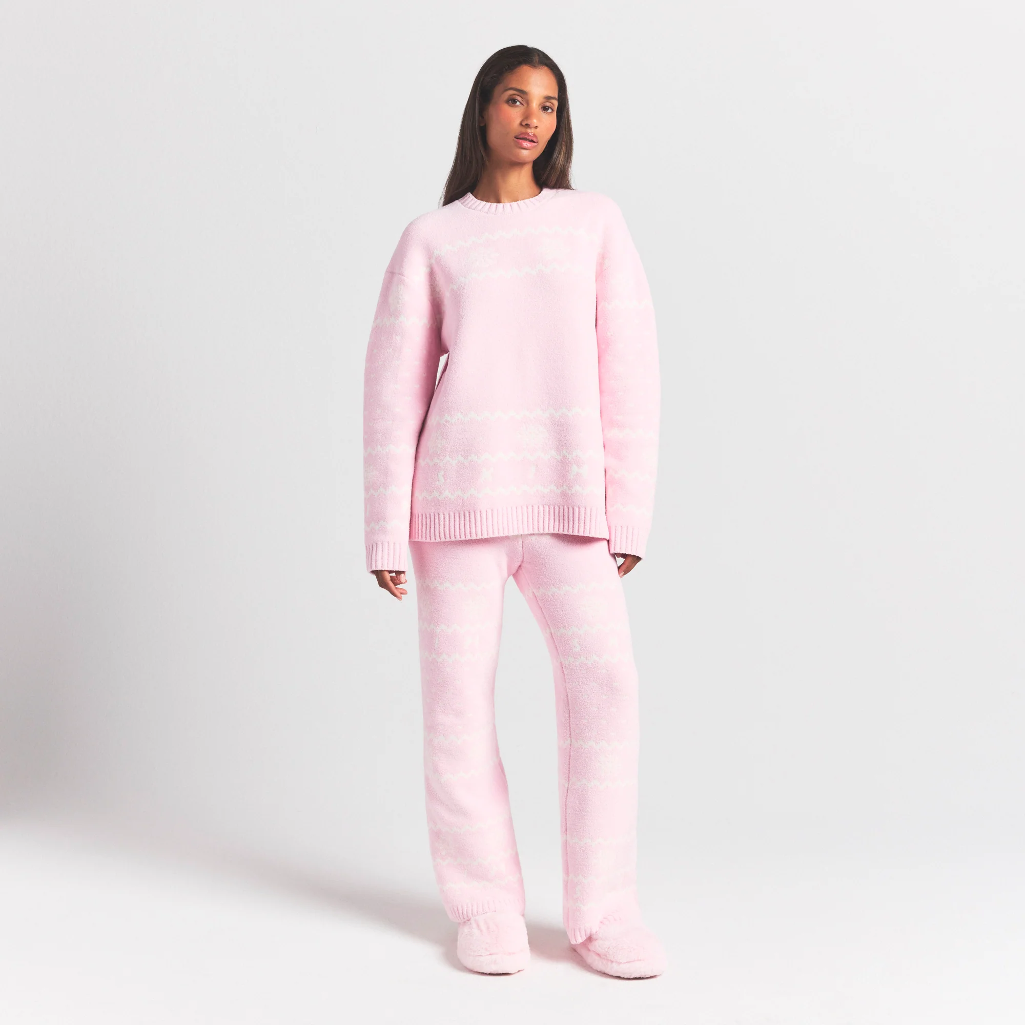 COZY LIGHT PANT | BABY PINK HEART FAIR ISLE - Image 5