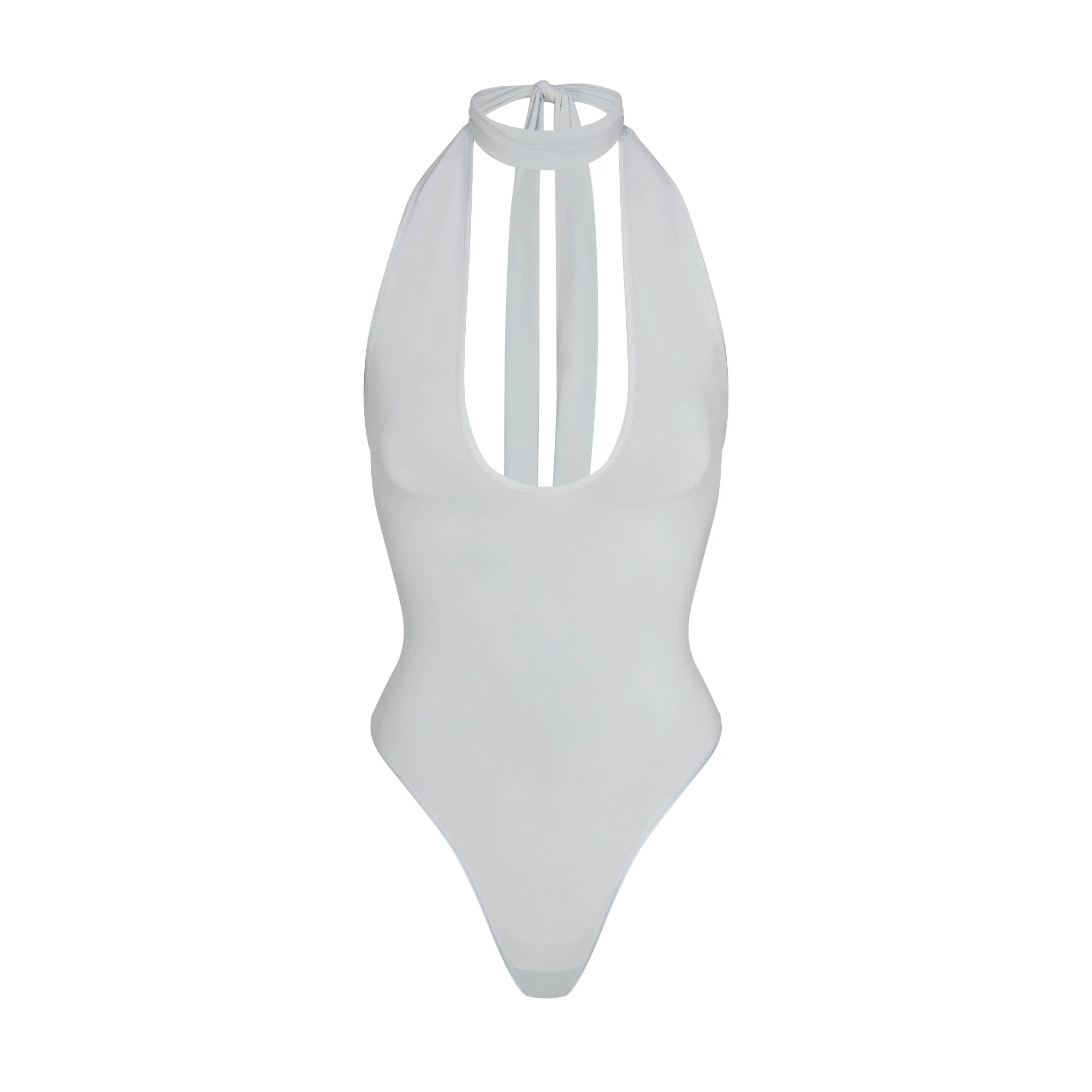 CUPRO JERSEY HALTER BODYSUIT | PEARL - Image 5
