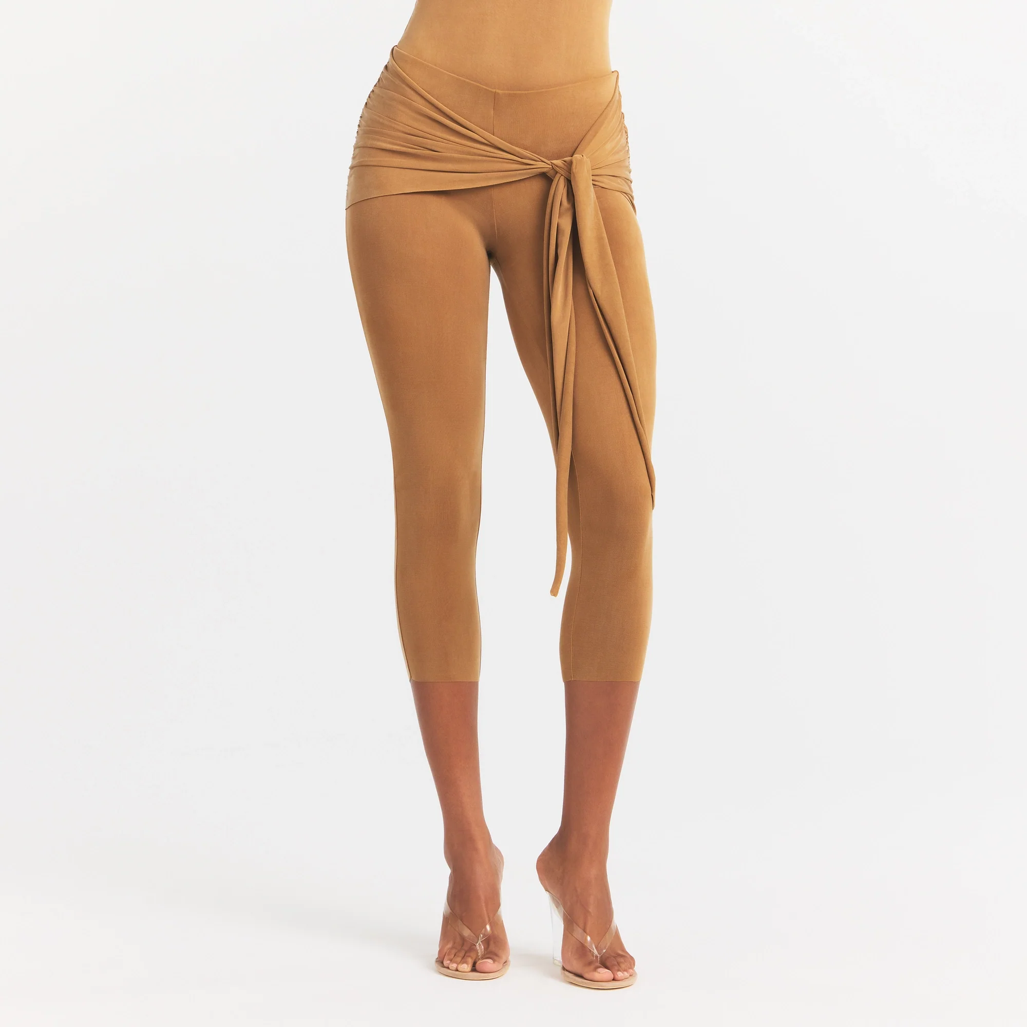 CUPRO JERSEY WRAP CAPRI | ALMOND - Image 3