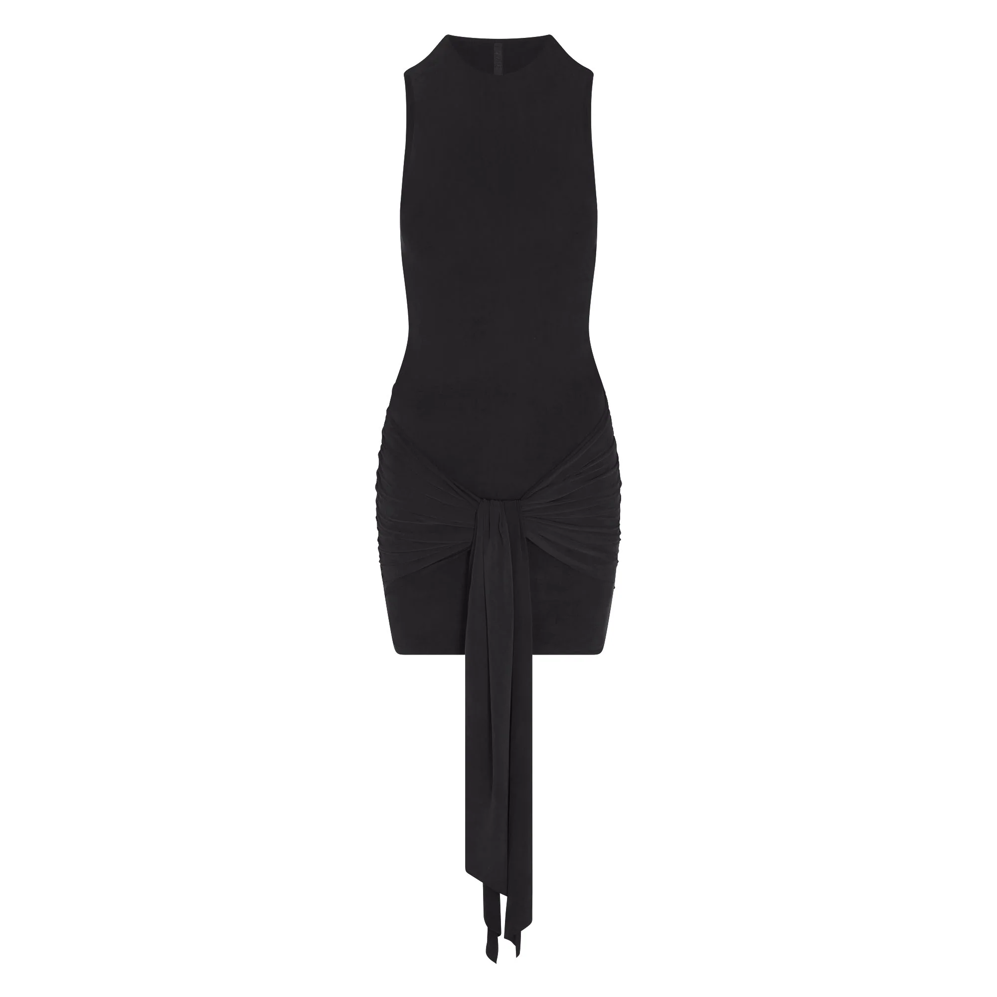 CUPRO JERSEY WRAP MINI DRESS | OBSIDIAN