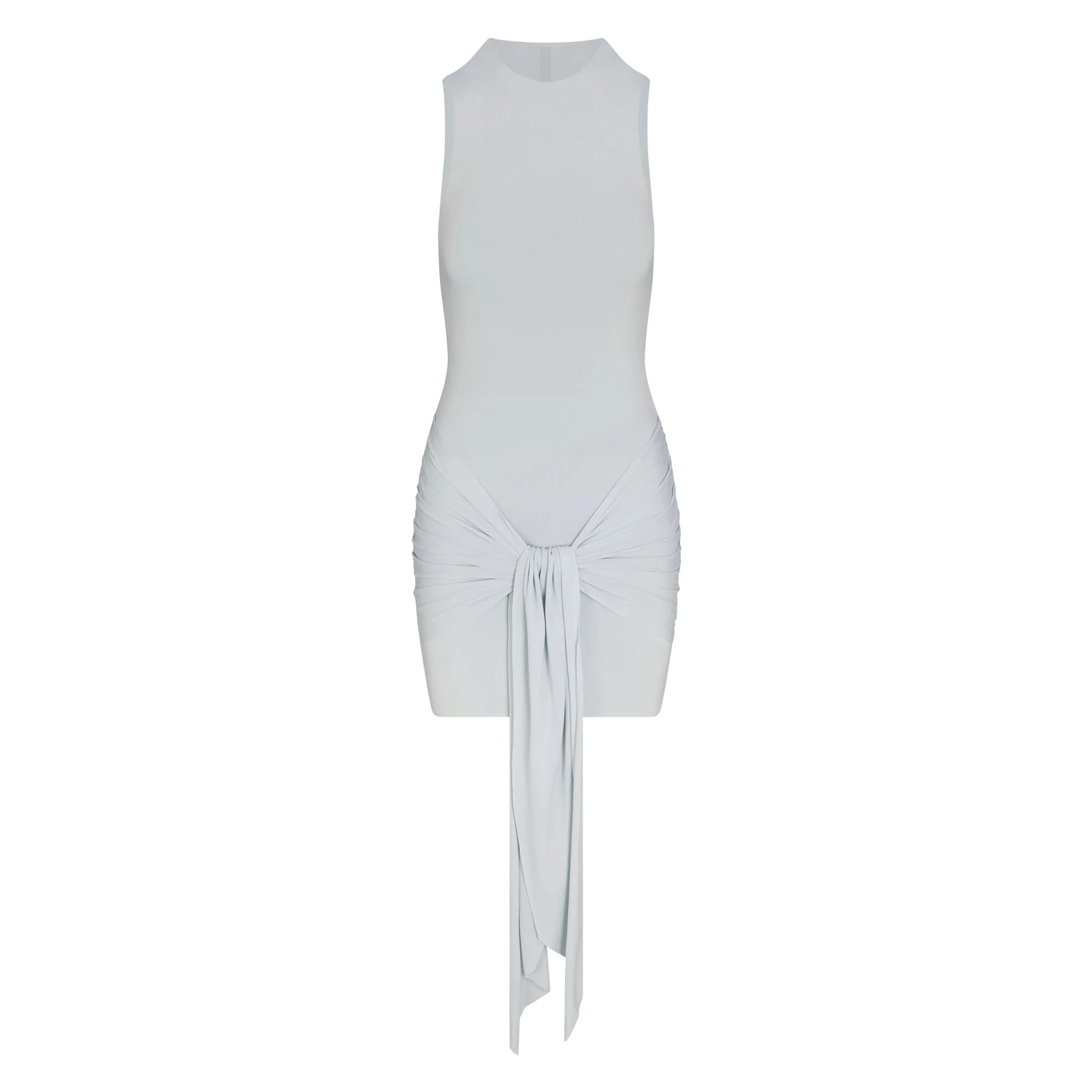 CUPRO JERSEY WRAP MINI DRESS | PEARL