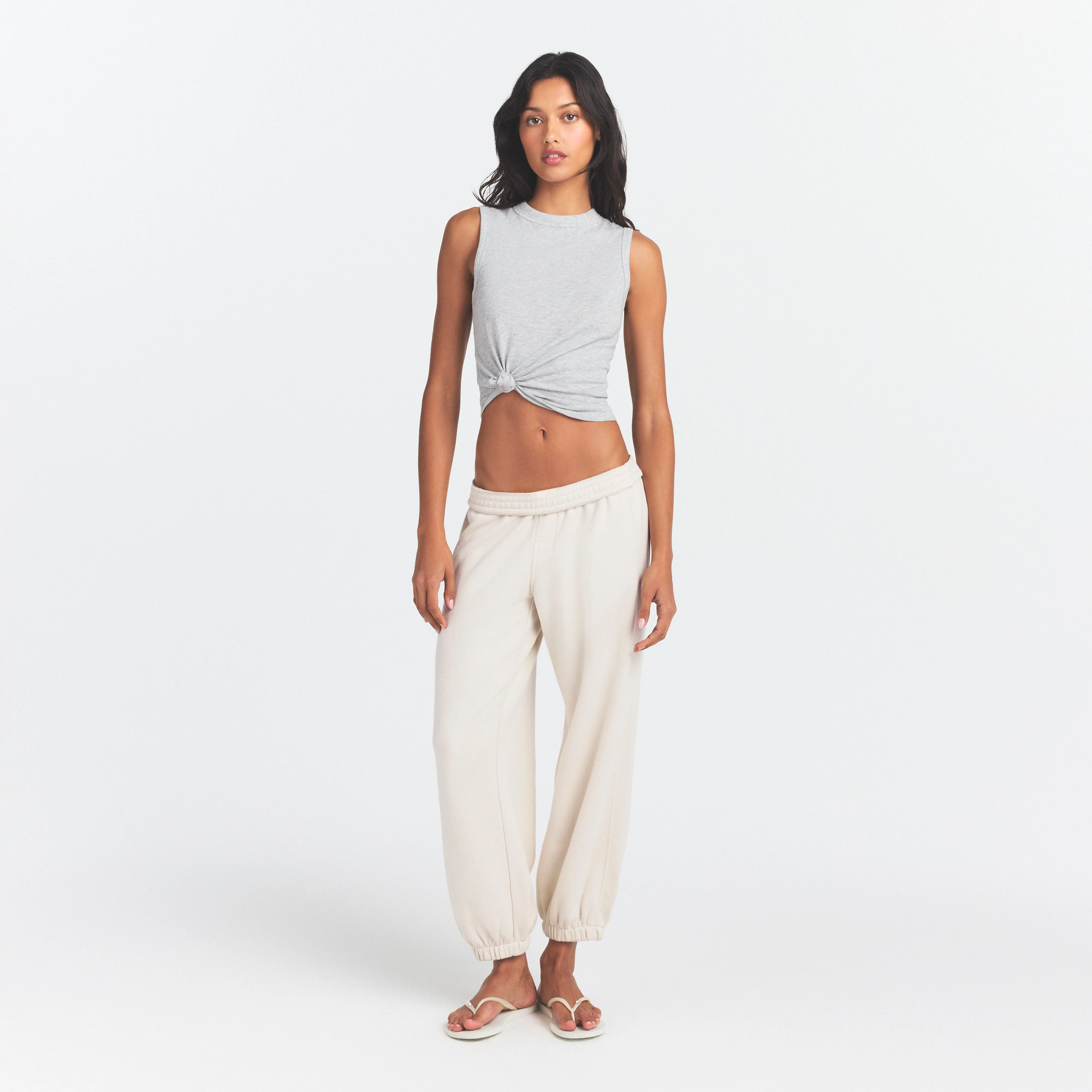 DRAPEY FRENCH TERRY CROPPED JOGGER | BUFF - Image 2