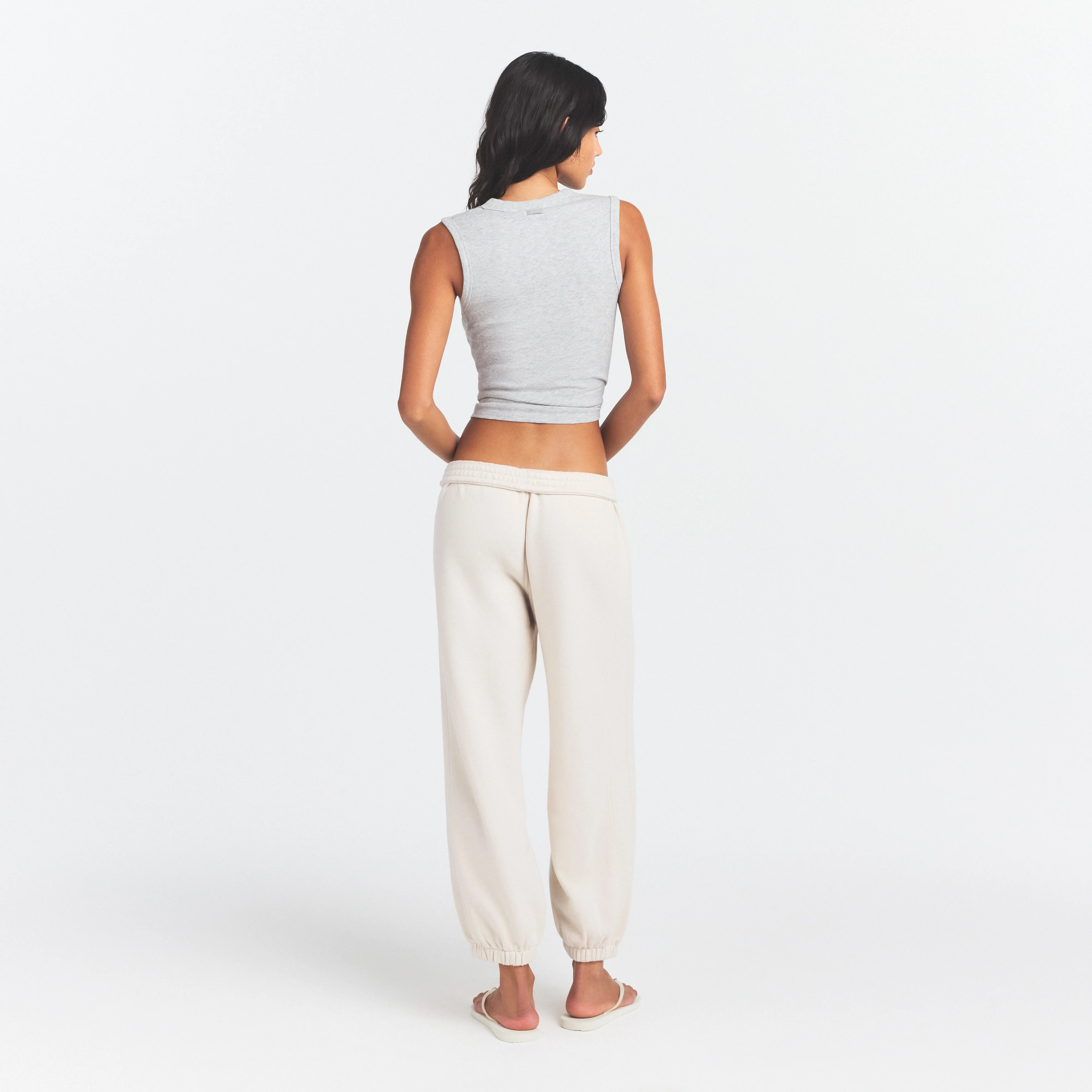 DRAPEY FRENCH TERRY CROPPED JOGGER | BUFF - Image 5