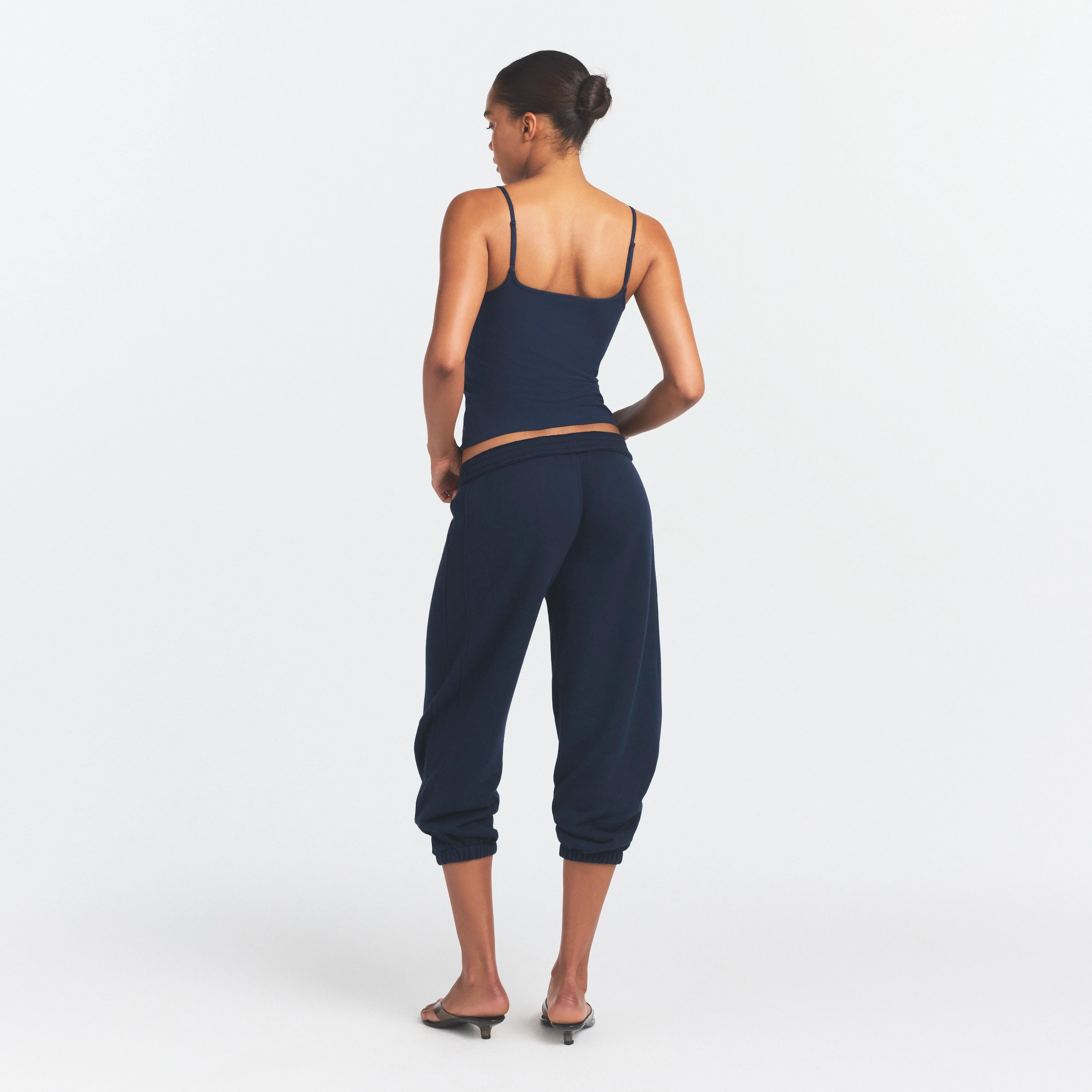 DRAPEY FRENCH TERRY CROPPED JOGGER | NAVY - Image 5