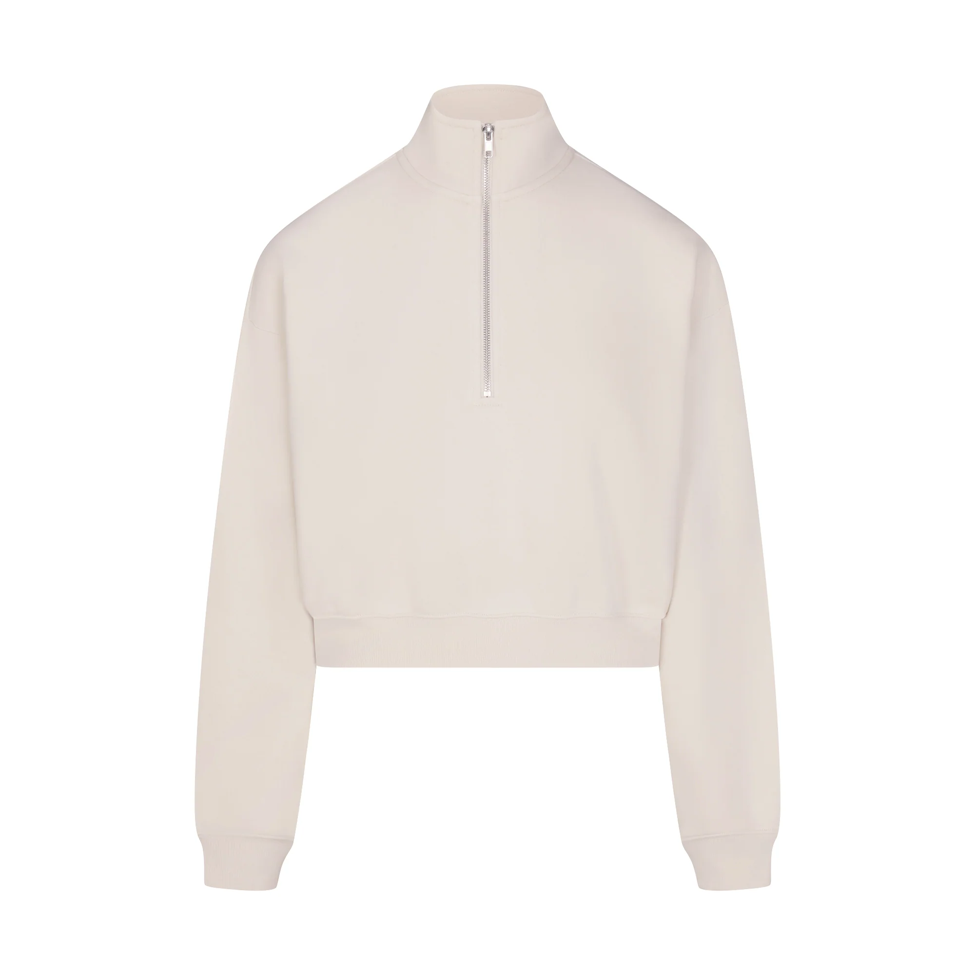 DRAPEY FRENCH TERRY HALF ZIP | BUFF