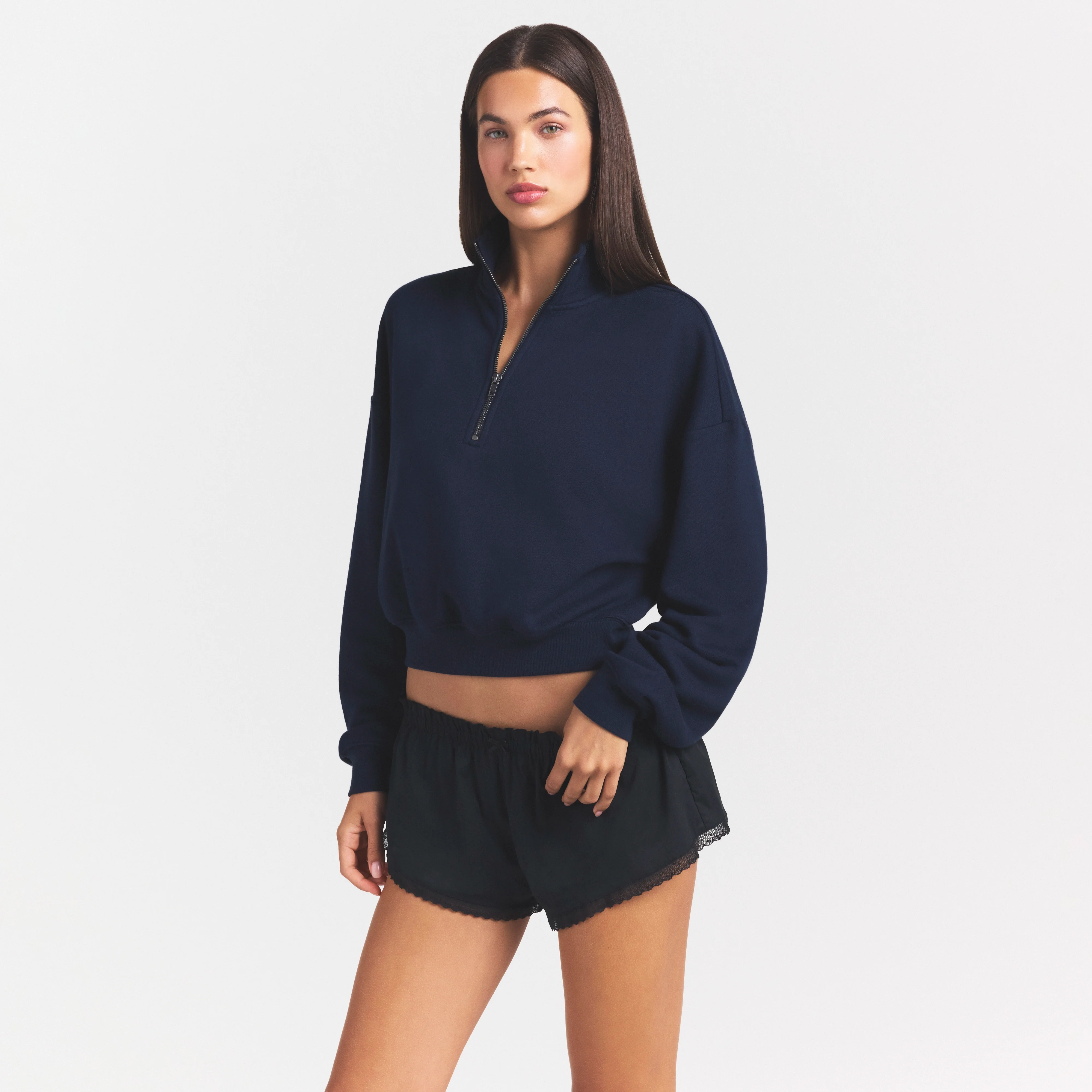 DRAPEY FRENCH TERRY HALF ZIP | NAVY - Image 3