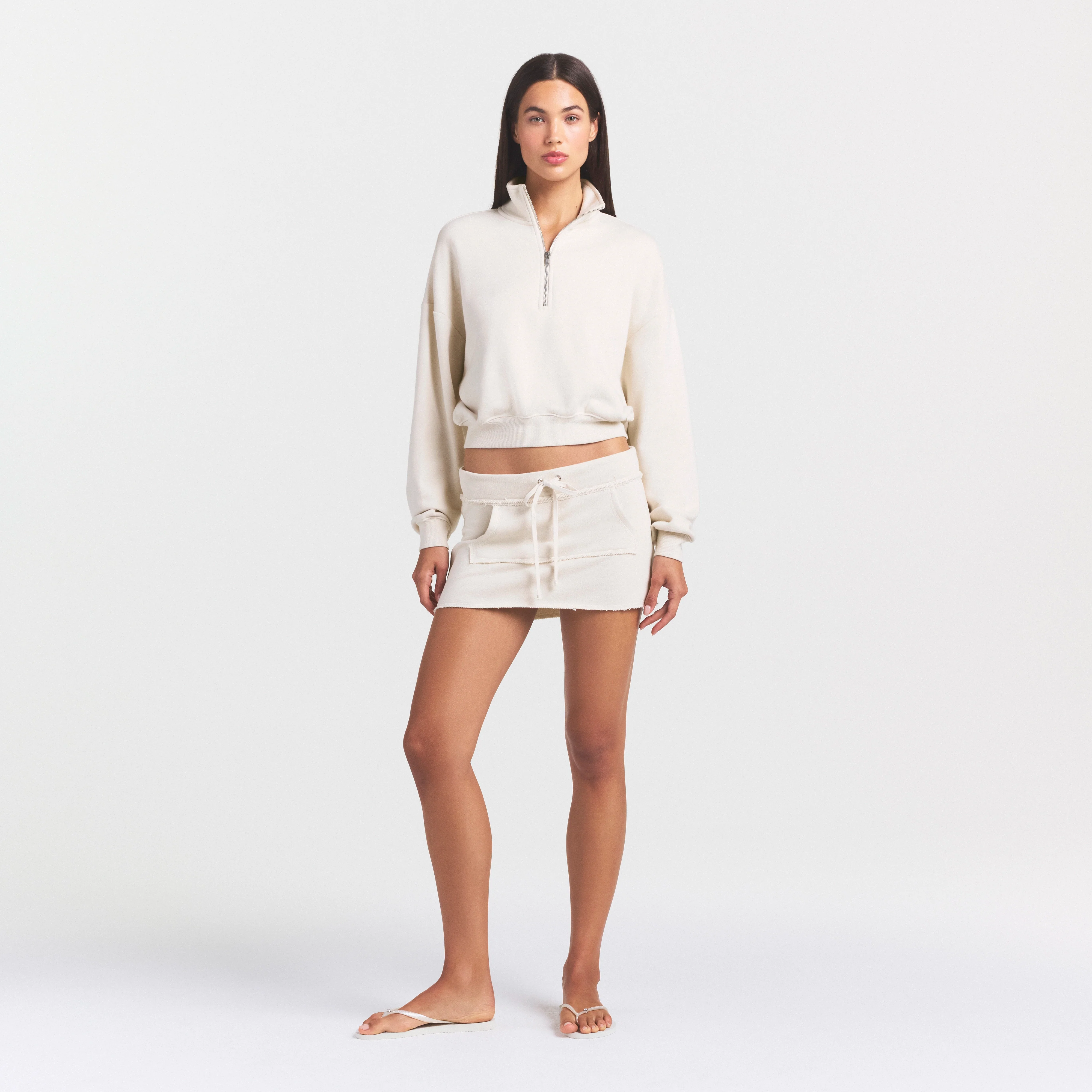 DRAPEY FRENCH TERRY MINI SKIRT | BUFF - Image 2