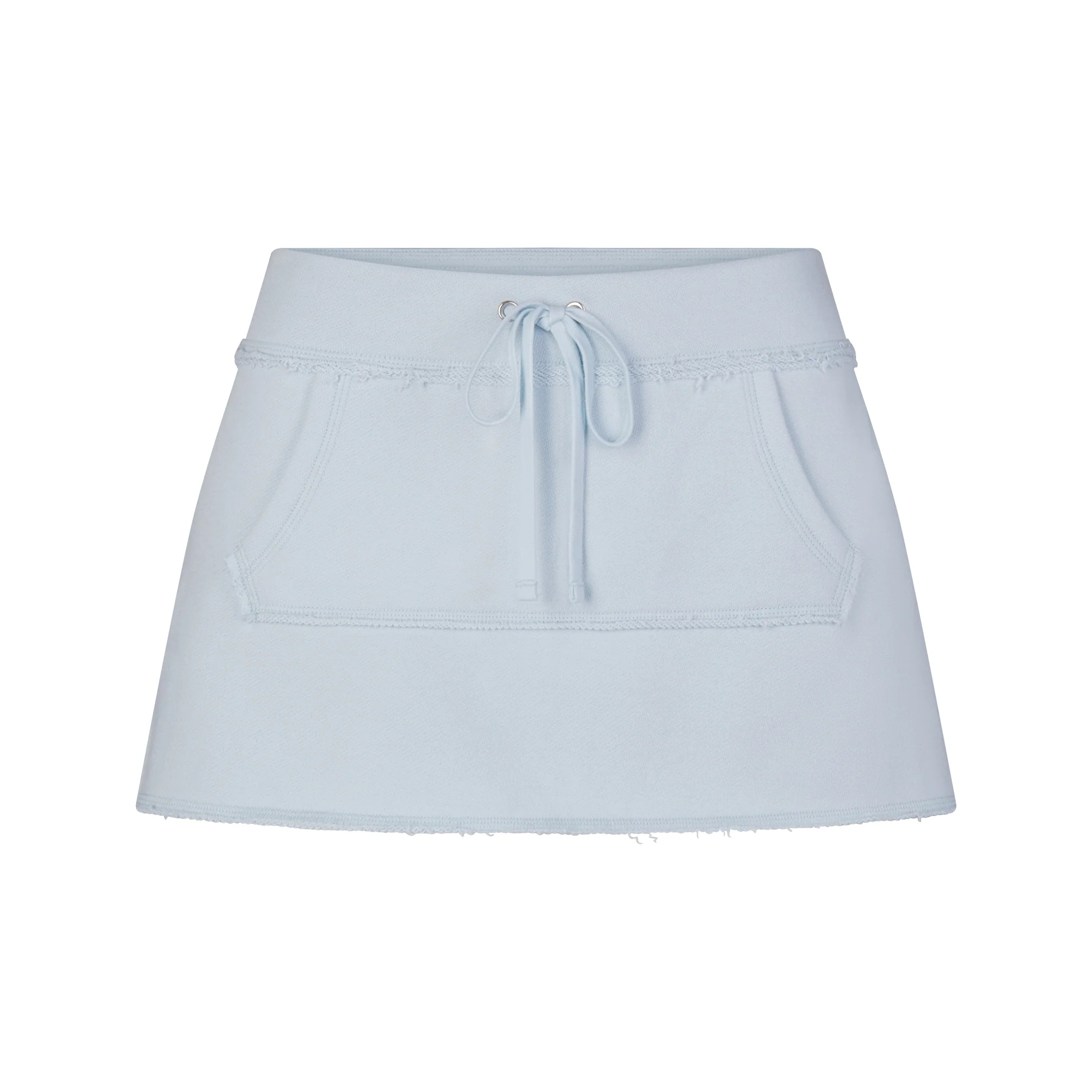 DRAPEY FRENCH TERRY MINI SKIRT | POWDER BLUE