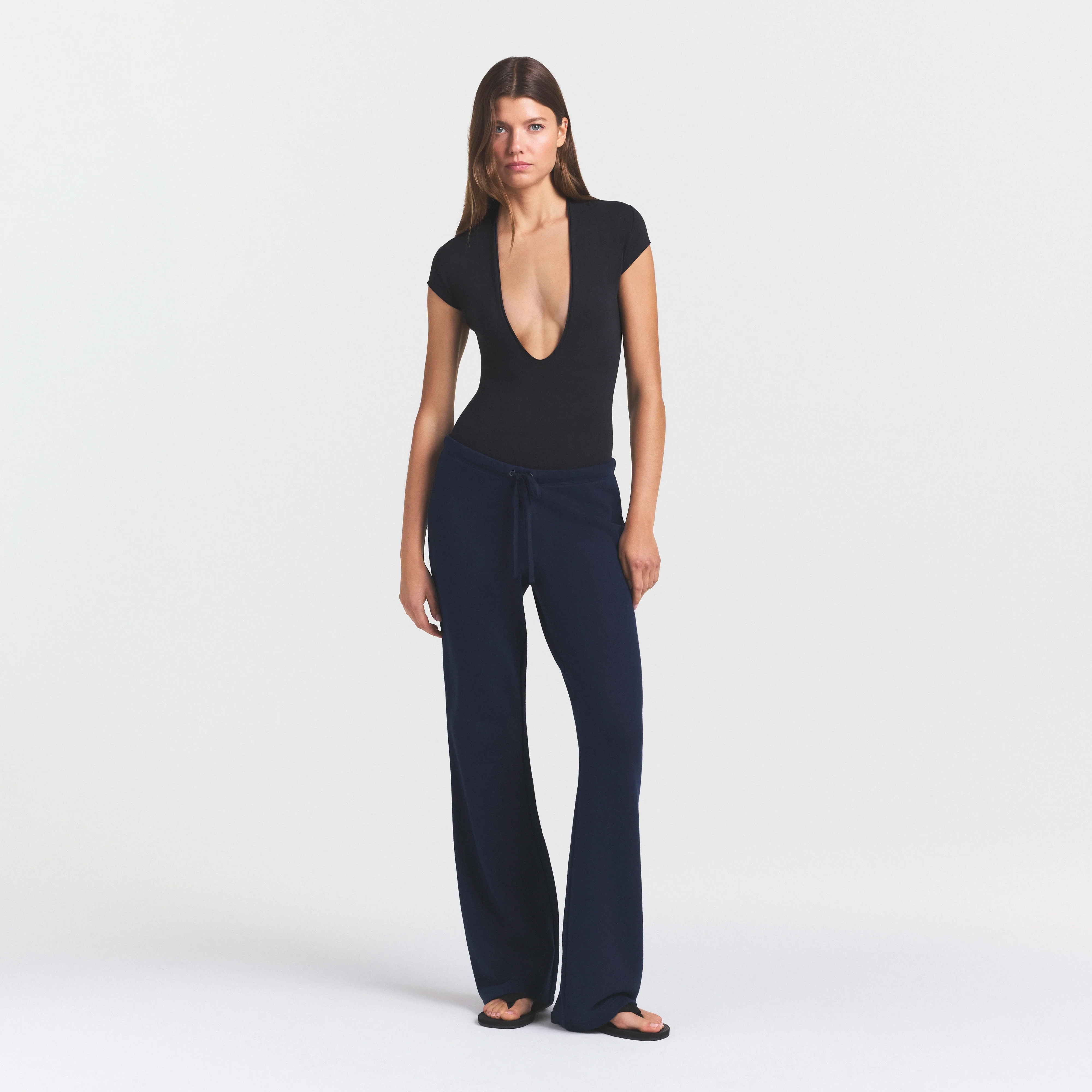 DRAPEY FRENCH TERRY STRAIGHT LEG PANT | NAVY - Image 2