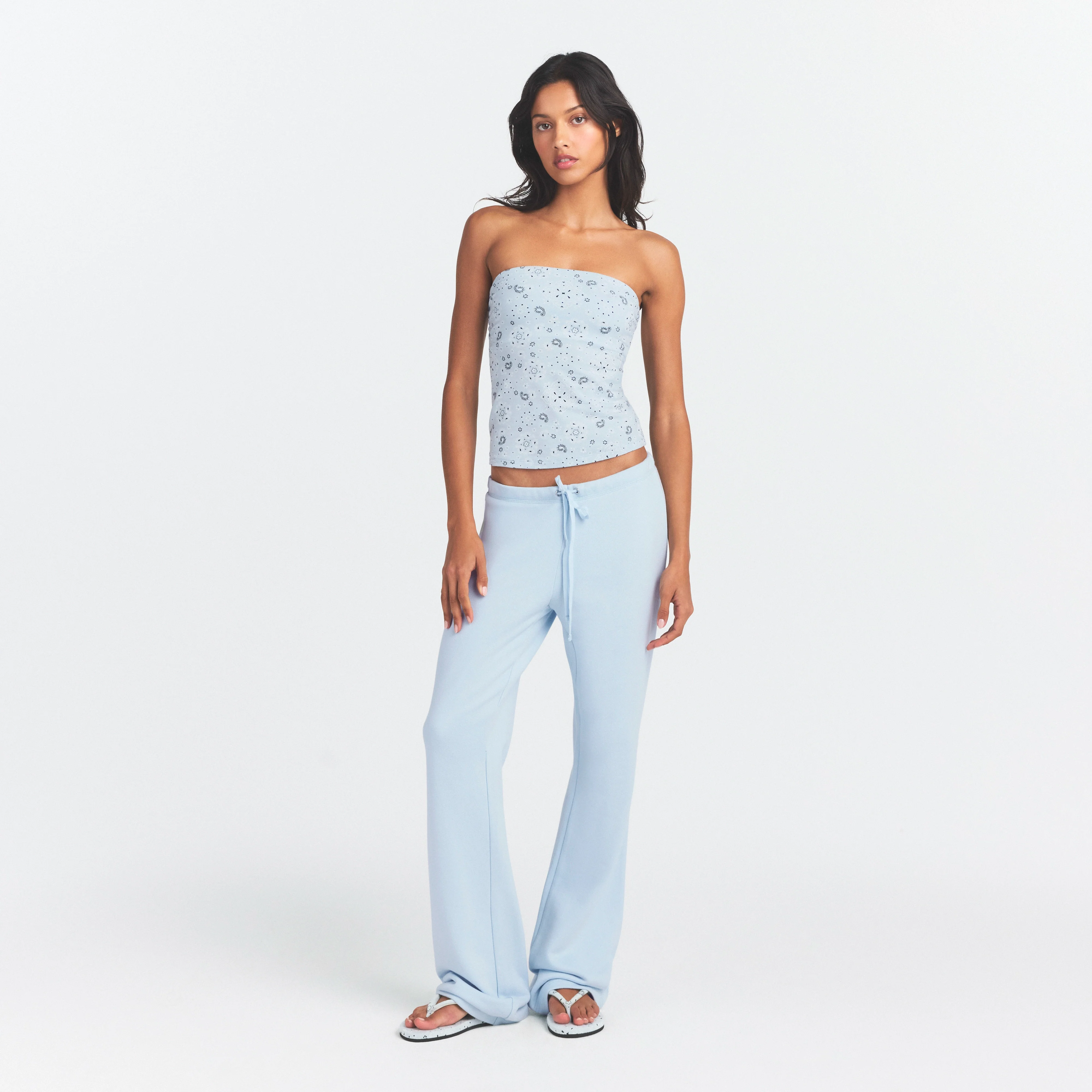 DRAPEY FRENCH TERRY STRAIGHT LEG PANT | POWDER BLUE - Image 2