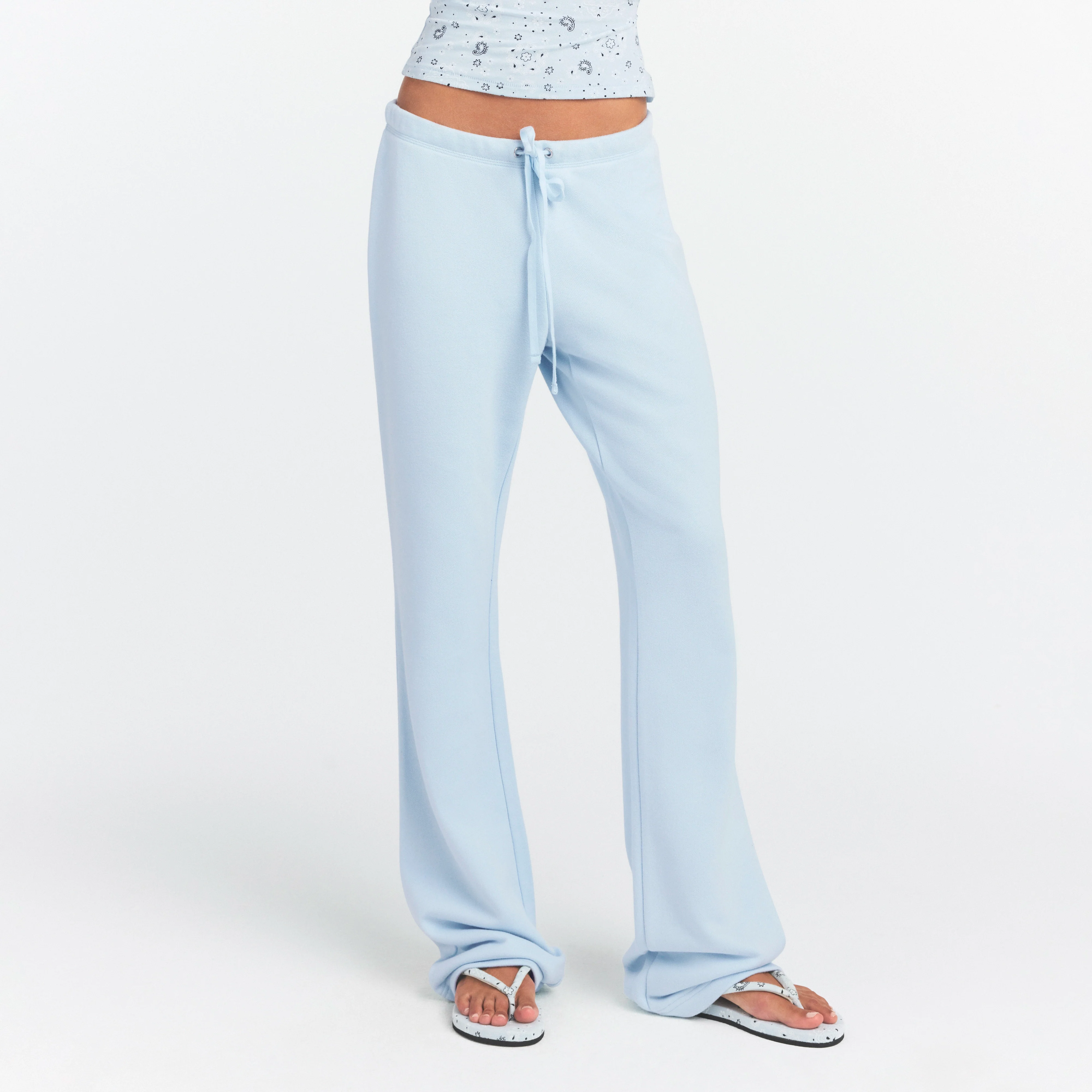 DRAPEY FRENCH TERRY STRAIGHT LEG PANT | POWDER BLUE - Image 3