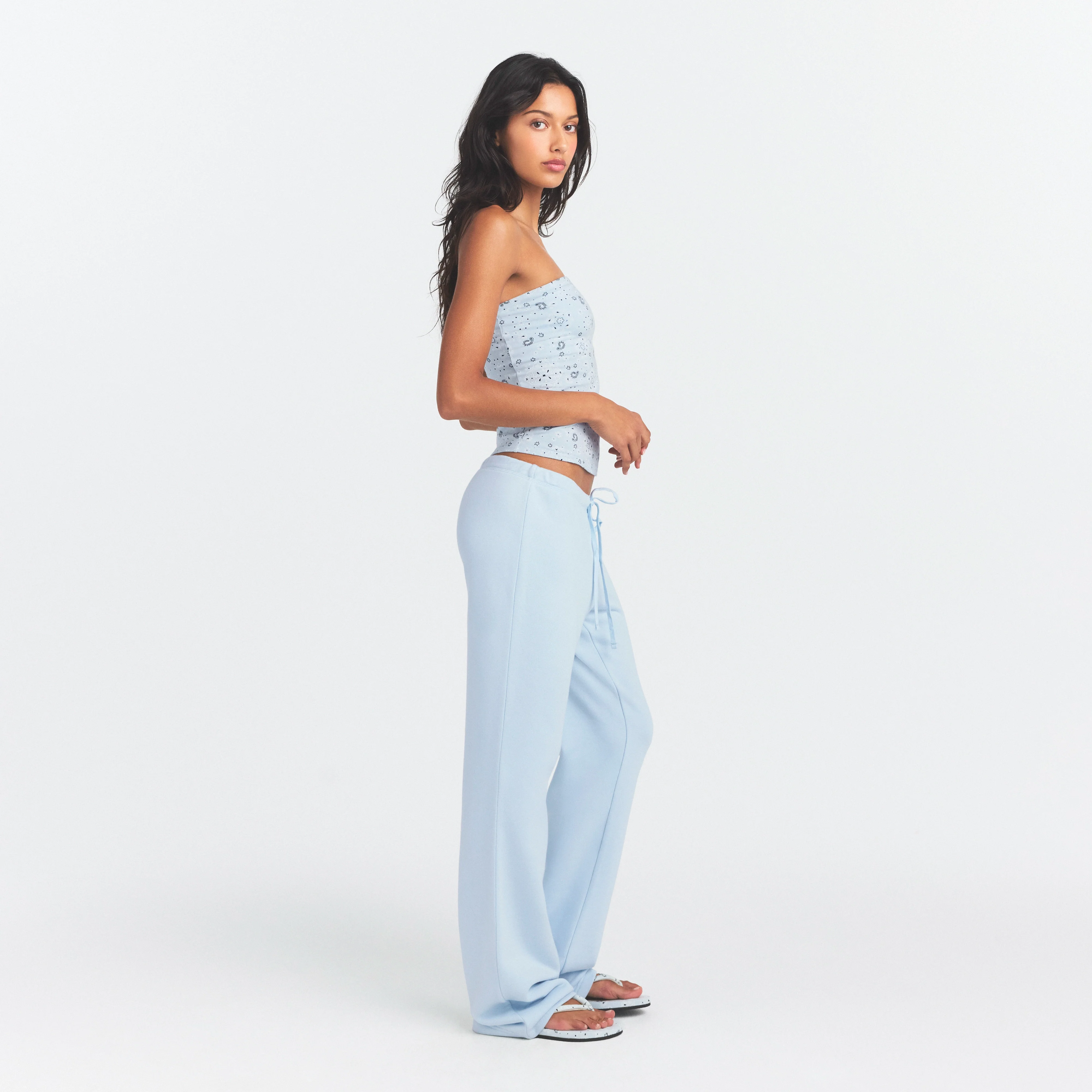 DRAPEY FRENCH TERRY STRAIGHT LEG PANT | POWDER BLUE - Image 4