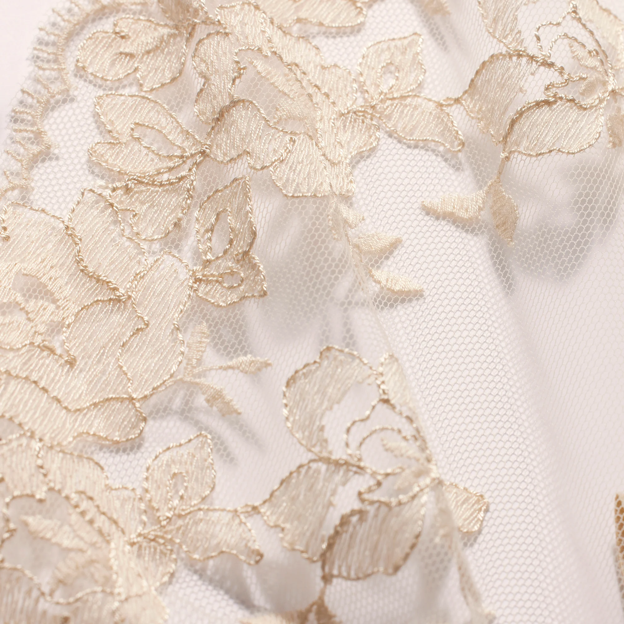 EMBROIDERED LINGERIE FRONT CLOSE UNLINED BRA | CHAMPAGNE - Image 6