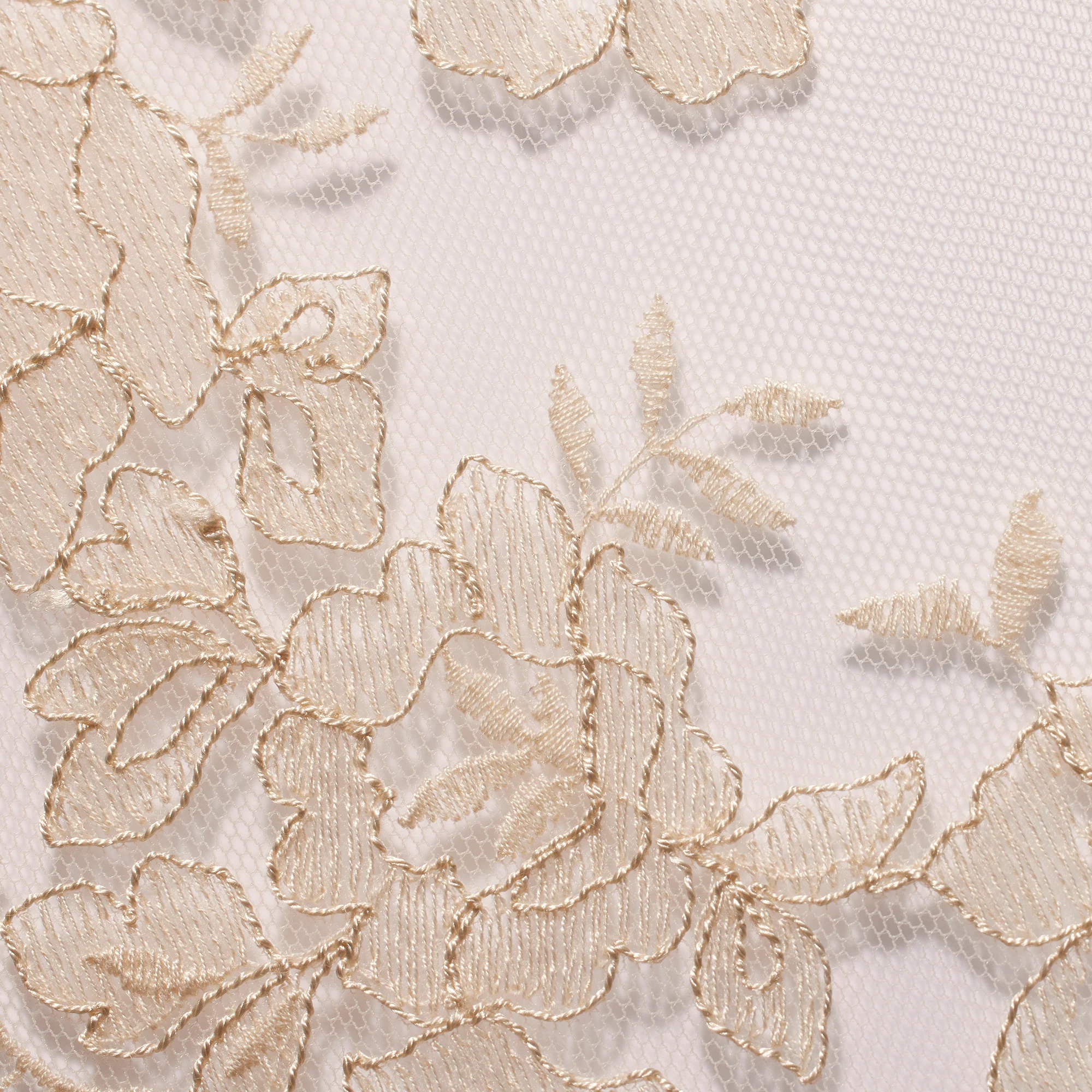 EMBROIDERED LINGERIE FRONT CLOSE UNLINED BRA | CHAMPAGNE - Image 7