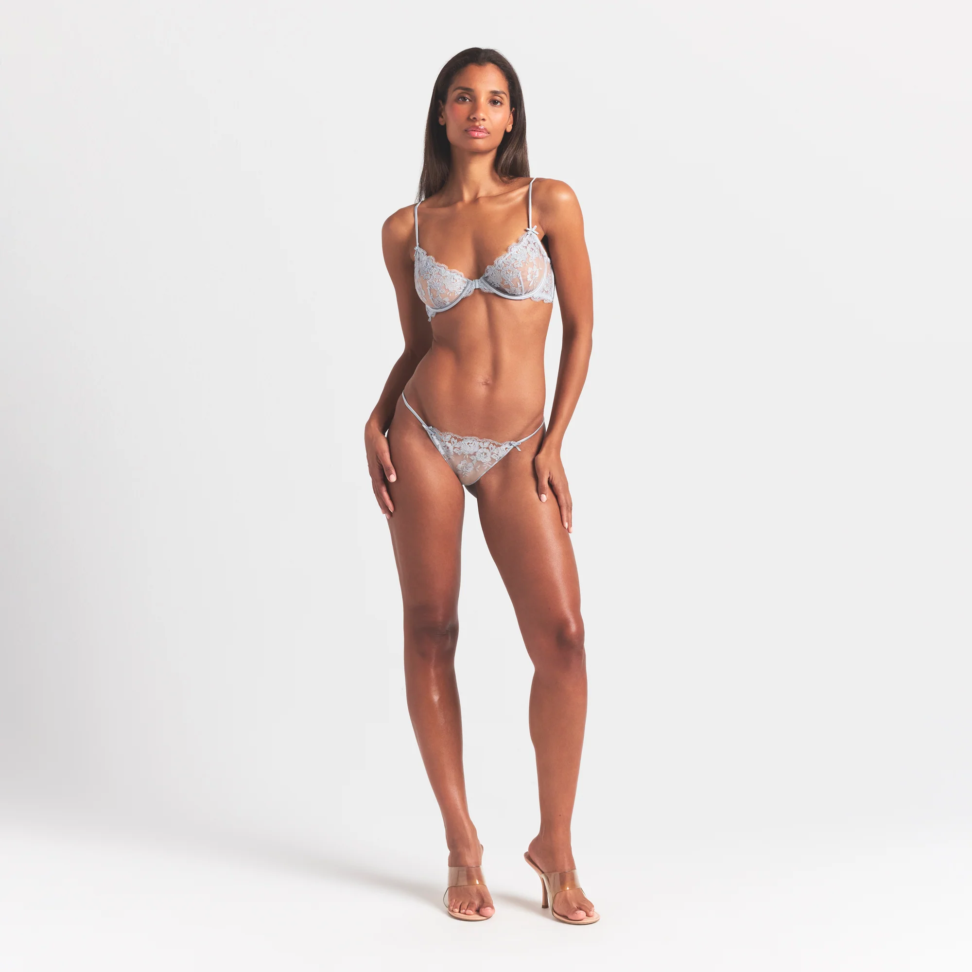 EMBROIDERED LINGERIE FRONT CLOSE UNLINED BRA | PEARL - Image 3