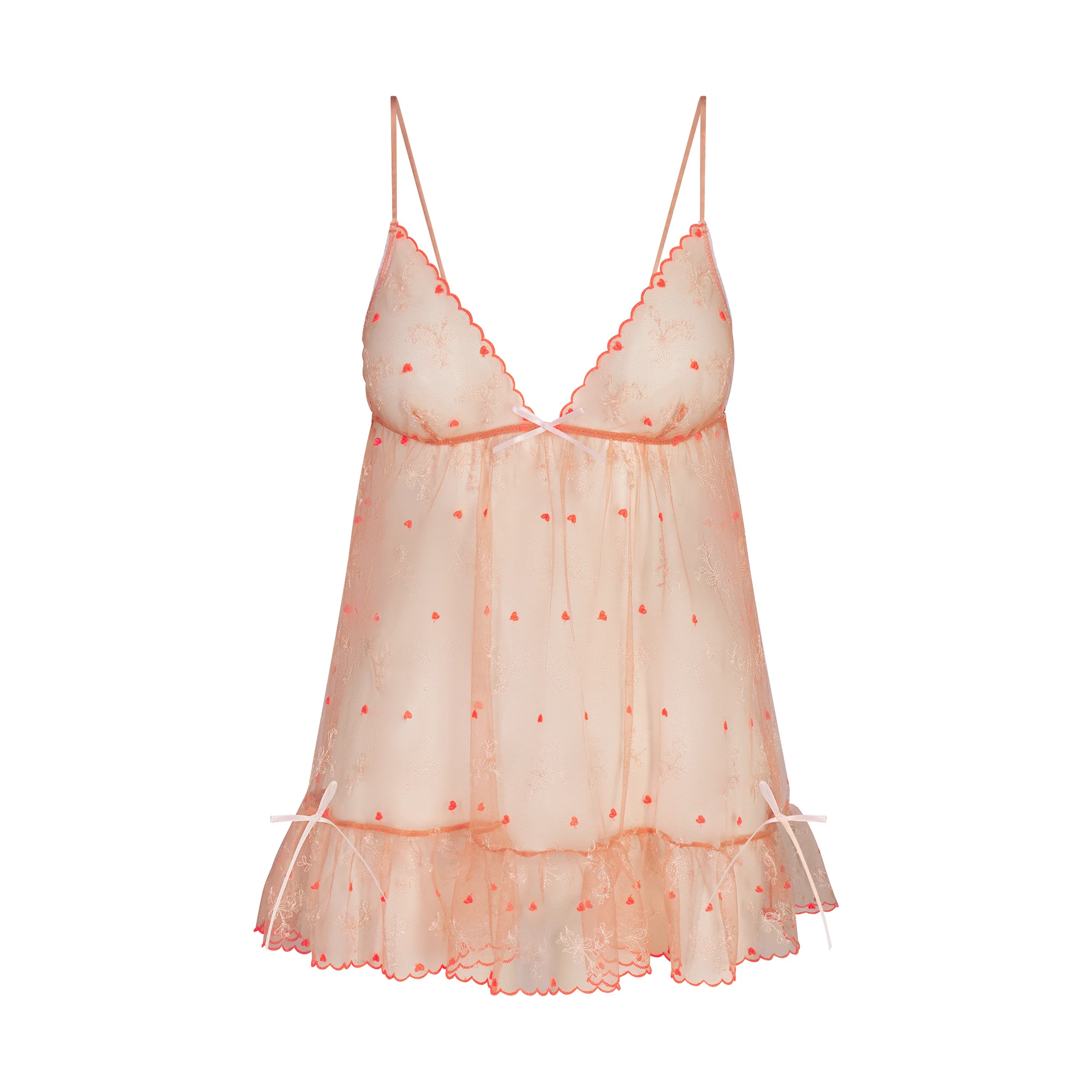 EMBROIDERED TULLE MINI SLIP DRESS AND TANGA SET | GUAVA HEART TULLE