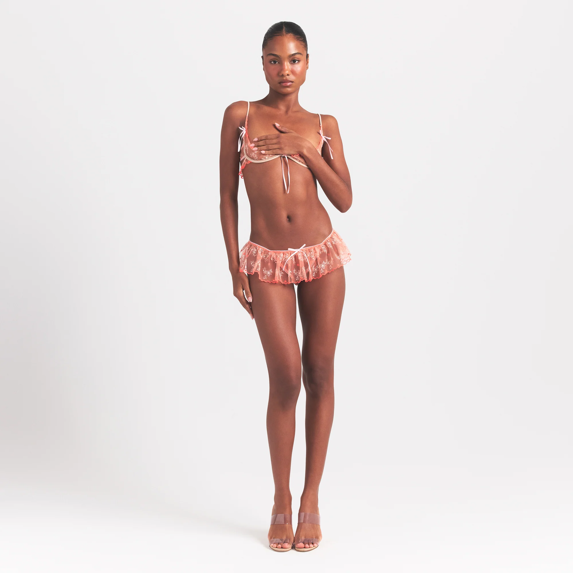 EMBROIDERED TULLE SKIMPY BRA | GUAVA HEART TULLE - Image 2