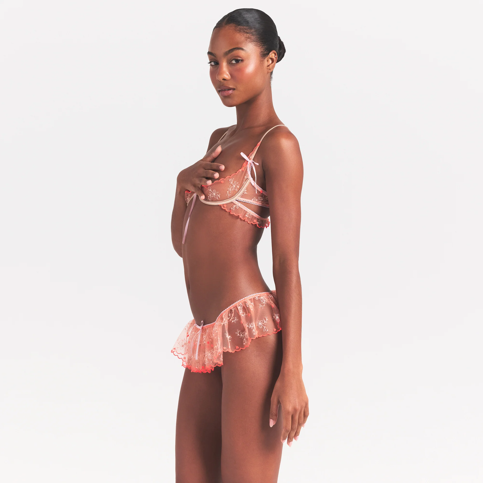 EMBROIDERED TULLE SKIMPY BRA | GUAVA HEART TULLE - Image 5