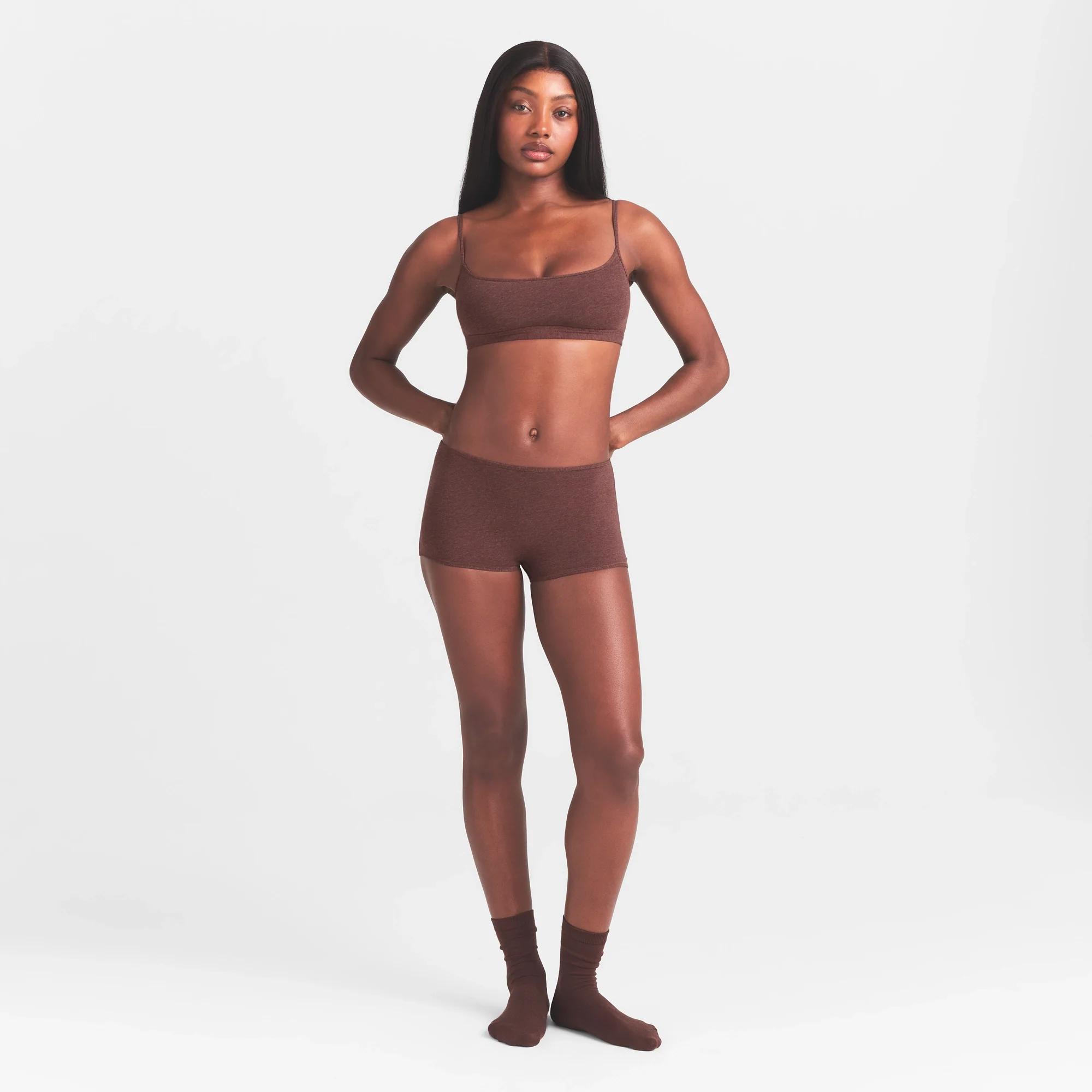 EVERYDAY COTTON BOY SHORT | COCOA HEATHER - Image 2