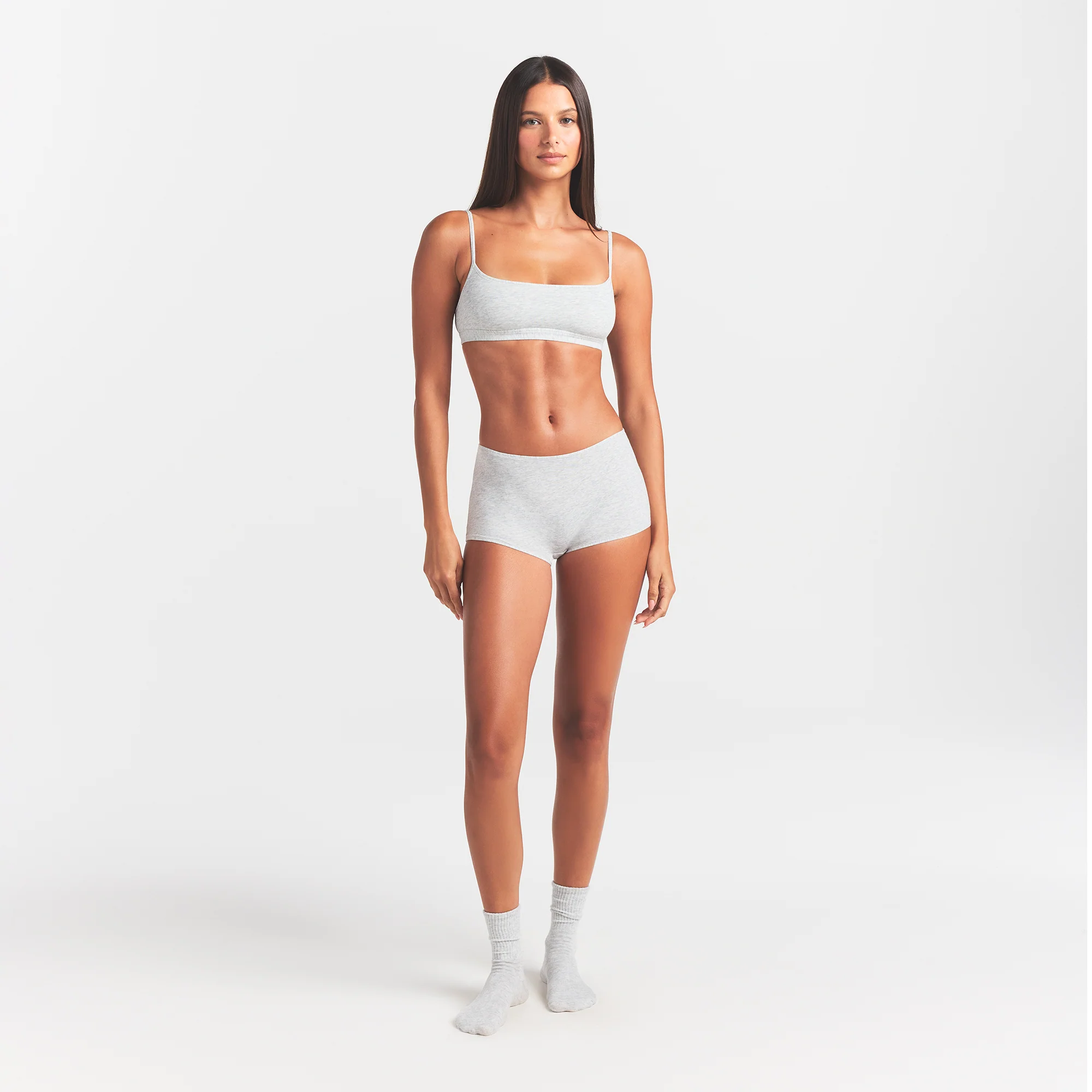 EVERYDAY COTTON BOY SHORT | LIGHT HEATHER GREY - Image 2