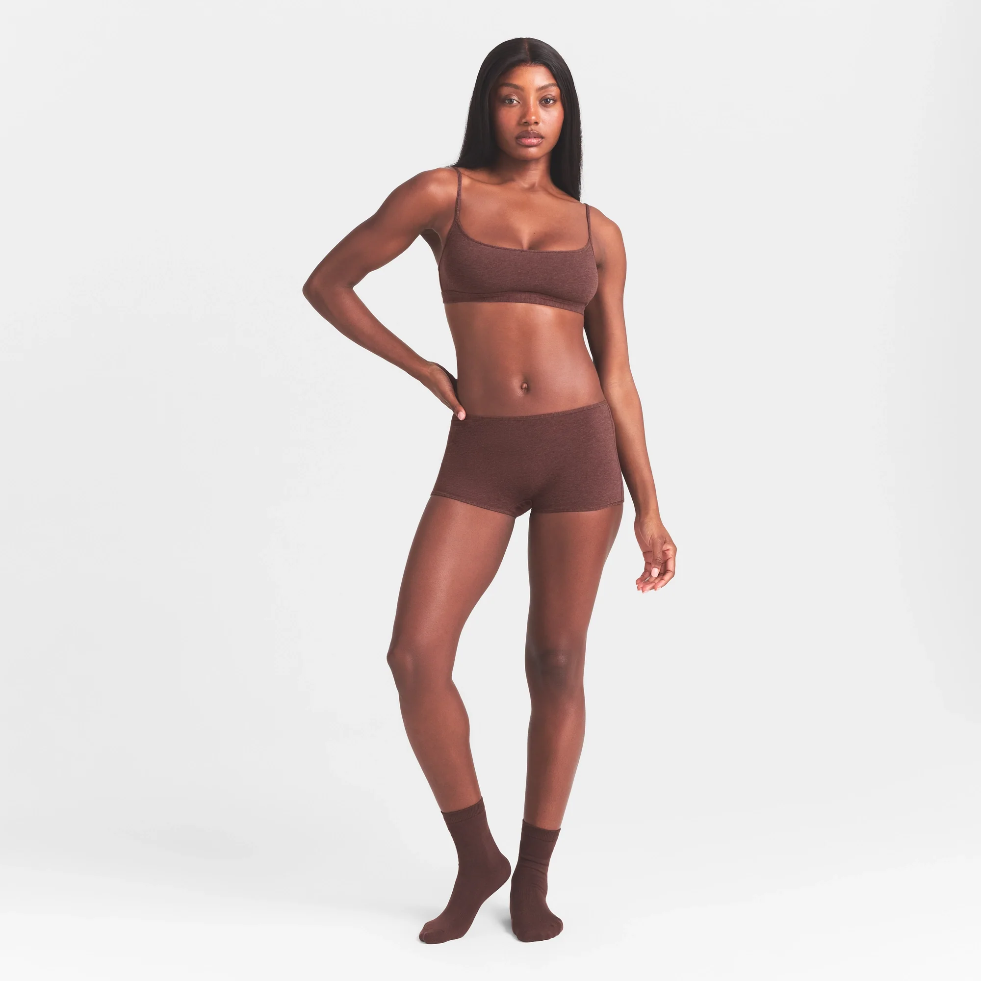 EVERYDAY COTTON SCOOP BRALETTE | COCOA HEATHER - Image 2